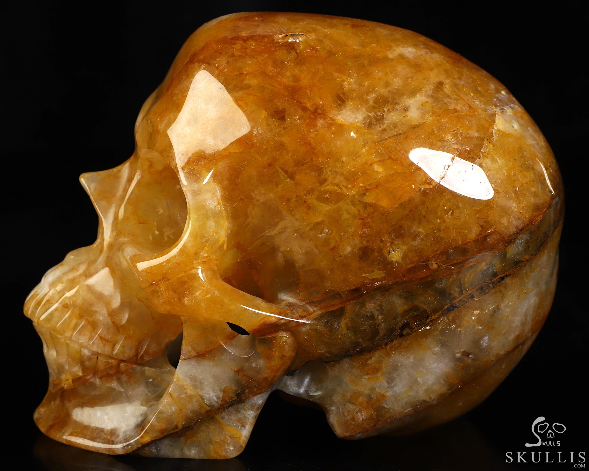 5.0" Golden Healer Quartz Hand Carved Crystal Skull, Super Realistic, Crystal Healing 5.0" Golden Healer Quartz Hand Carved Crystal Skull, Super Realistic, Crystal Healing