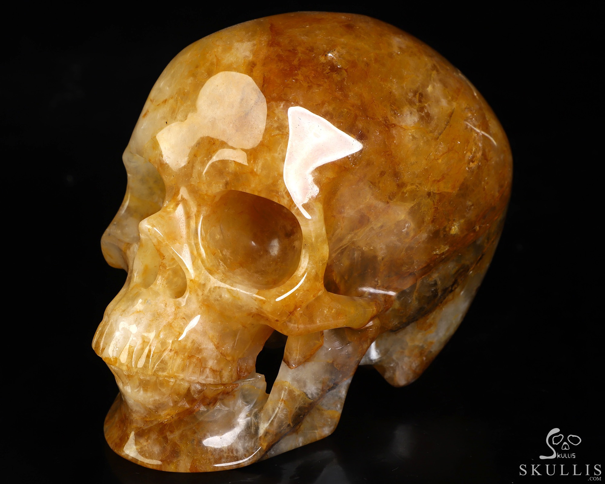 5.0" Golden Healer Quartz Hand Carved Crystal Skull, Super Realistic, Crystal Healing 5.0" Golden Healer Quartz Hand Carved Crystal Skull, Super Realistic, Crystal Healing
