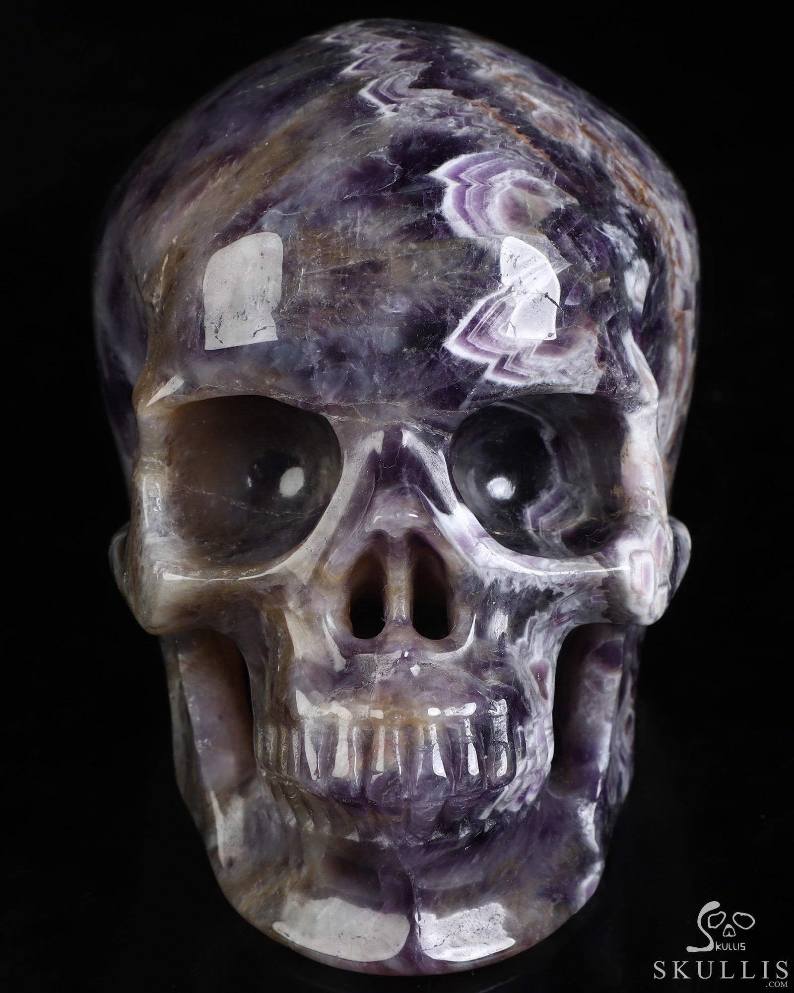 5.0" Dream Chevron Amethyst Hand Carved Crystal Skull, Super Realistic, Crystal Healing 5.0" Dream Chevron Amethyst Hand Carved Crystal Skull, Super Realistic, Crystal Healing