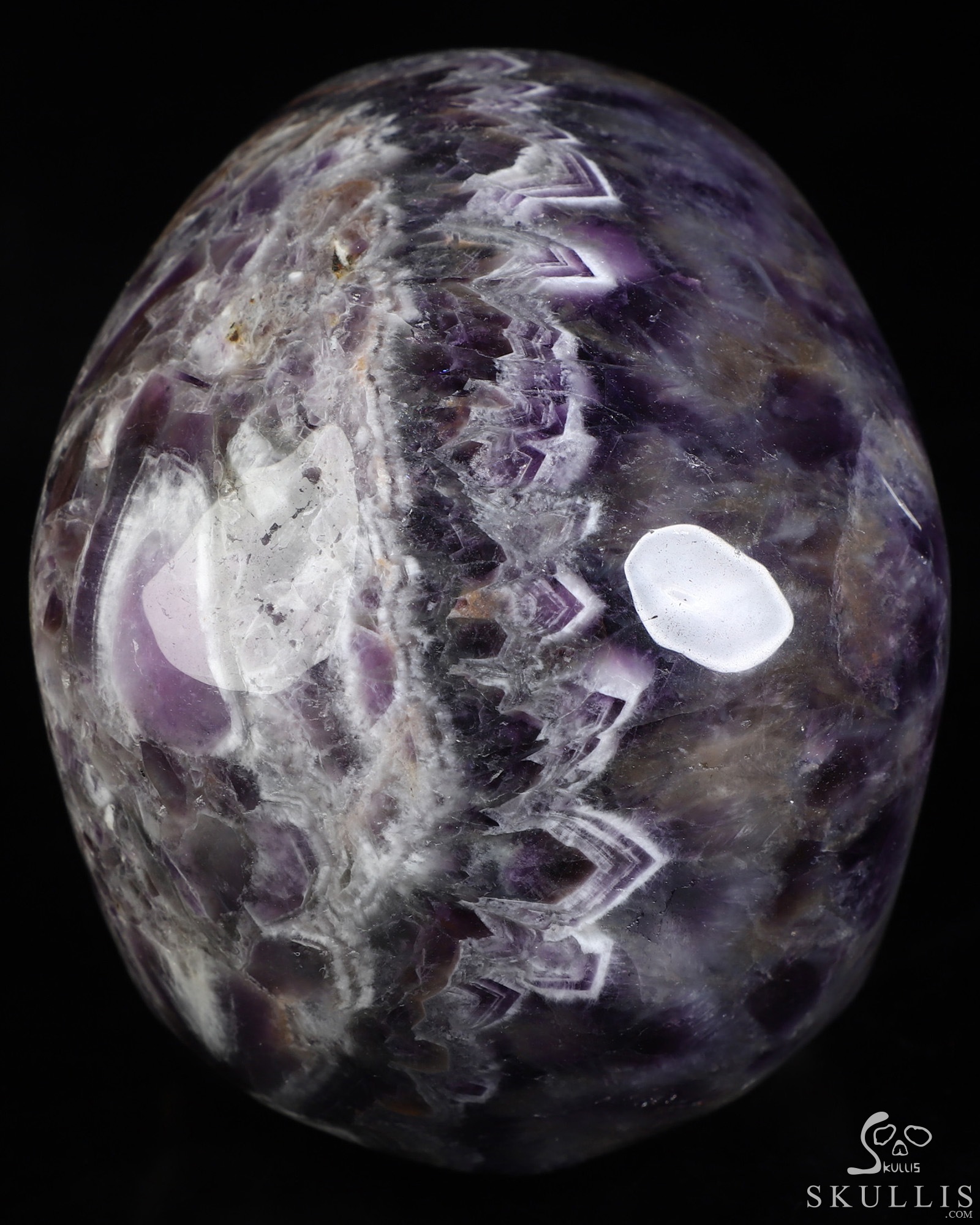 5.0" Dream Chevron Amethyst Hand Carved Crystal Skull, Super Realistic, Crystal Healing 5.0" Dream Chevron Amethyst Hand Carved Crystal Skull, Super Realistic, Crystal Healing