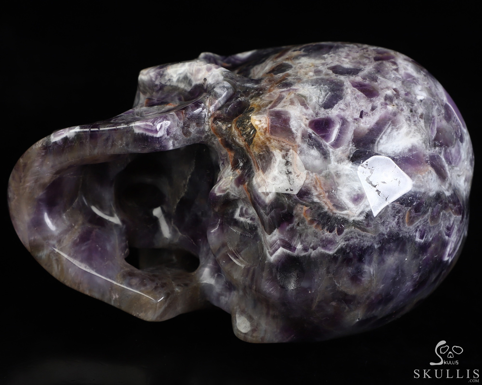 5.0" Dream Chevron Amethyst Hand Carved Crystal Skull, Super Realistic, Crystal Healing 5.0" Dream Chevron Amethyst Hand Carved Crystal Skull, Super Realistic, Crystal Healing