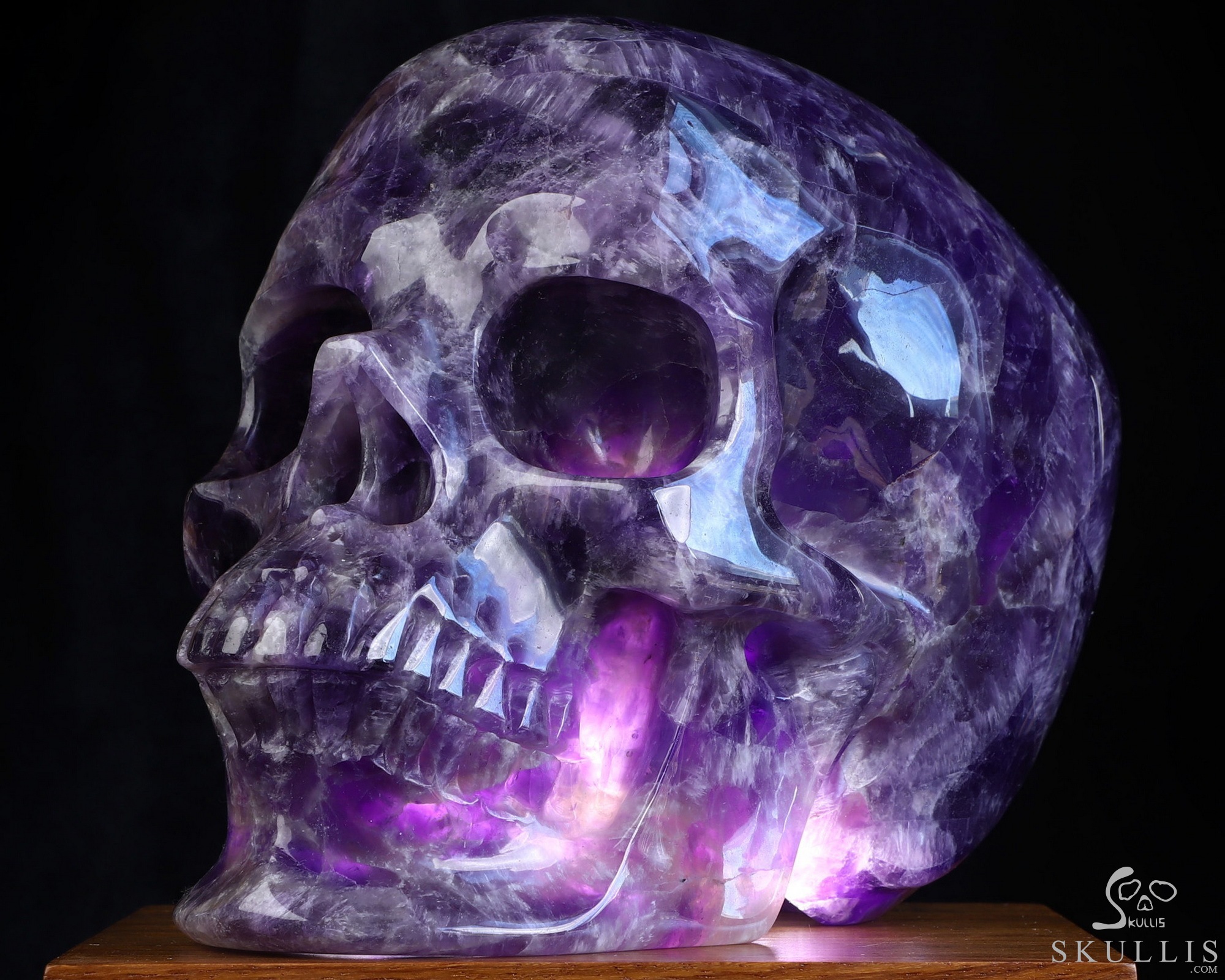 Lifesized 6.9" Dream Chevron Amethyst Hand Carved Hollow Crystal Skull Lamp/Light, Super Realistic, Crystal Healing Lifesized 6.9" Dream Chevron Amethyst Hand Carved Hollow Crystal Skull Lamp/Light, Super Realistic, Crystal Healing