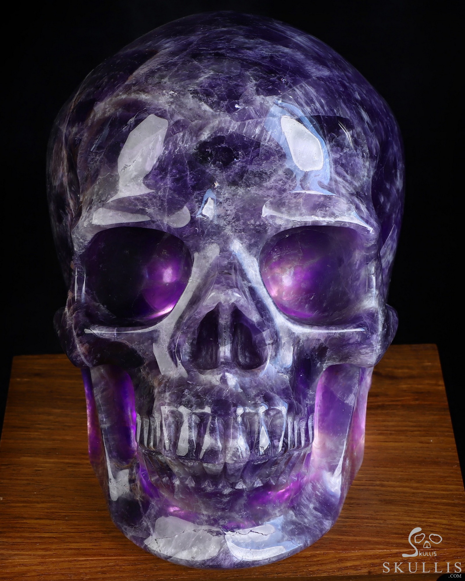 Lifesized 6.9" Dream Chevron Amethyst Hand Carved Hollow Crystal Skull Lamp/Light, Super Realistic, Crystal Healing Lifesized 6.9" Dream Chevron Amethyst Hand Carved Hollow Crystal Skull Lamp/Light, Super Realistic, Crystal Healing