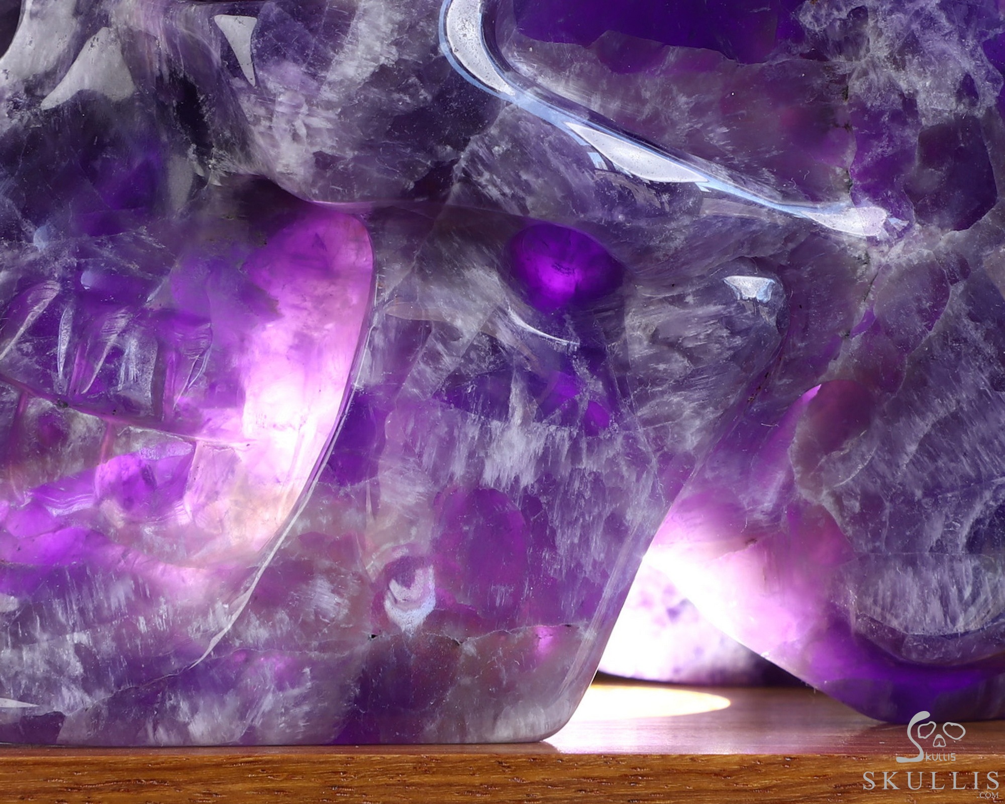 Lifesized 6.9" Dream Chevron Amethyst Hand Carved Hollow Crystal Skull Lamp/Light, Super Realistic, Crystal Healing Lifesized 6.9" Dream Chevron Amethyst Hand Carved Hollow Crystal Skull Lamp/Light, Super Realistic, Crystal Healing