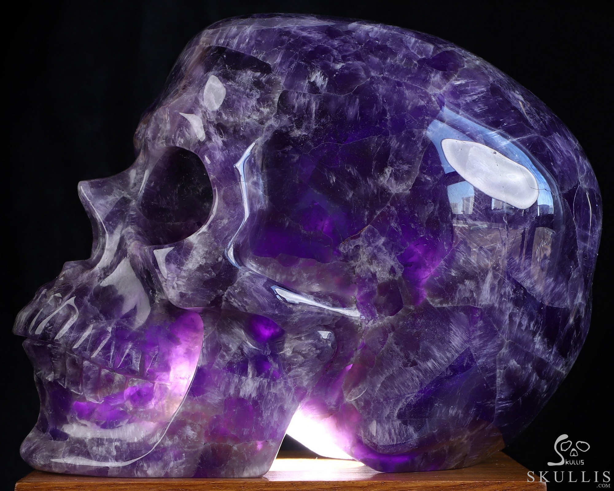 Lifesized 6.9" Dream Chevron Amethyst Hand Carved Hollow Crystal Skull Lamp/Light, Super Realistic, Crystal Healing Lifesized 6.9" Dream Chevron Amethyst Hand Carved Hollow Crystal Skull Lamp/Light, Super Realistic, Crystal Healing