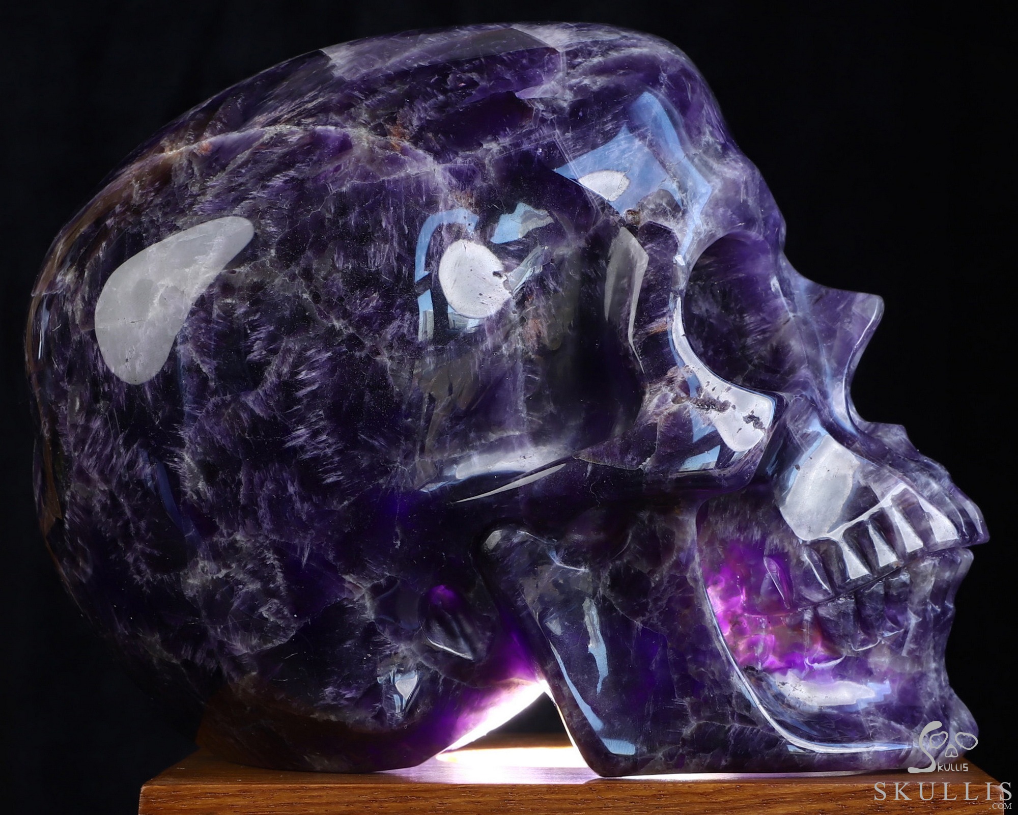 Lifesized 6.9" Dream Chevron Amethyst Hand Carved Hollow Crystal Skull Lamp/Light, Super Realistic, Crystal Healing Lifesized 6.9" Dream Chevron Amethyst Hand Carved Hollow Crystal Skull Lamp/Light, Super Realistic, Crystal Healing