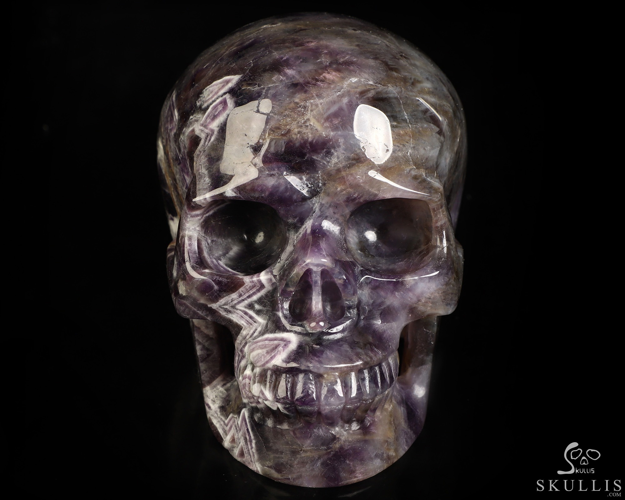 5.0" Dream Chevron Amethyst Hand Carved Crystal Skull, Realistic, Crystal Healing 5.0" Dream Chevron Amethyst Hand Carved Crystal Skull, Realistic, Crystal Healing