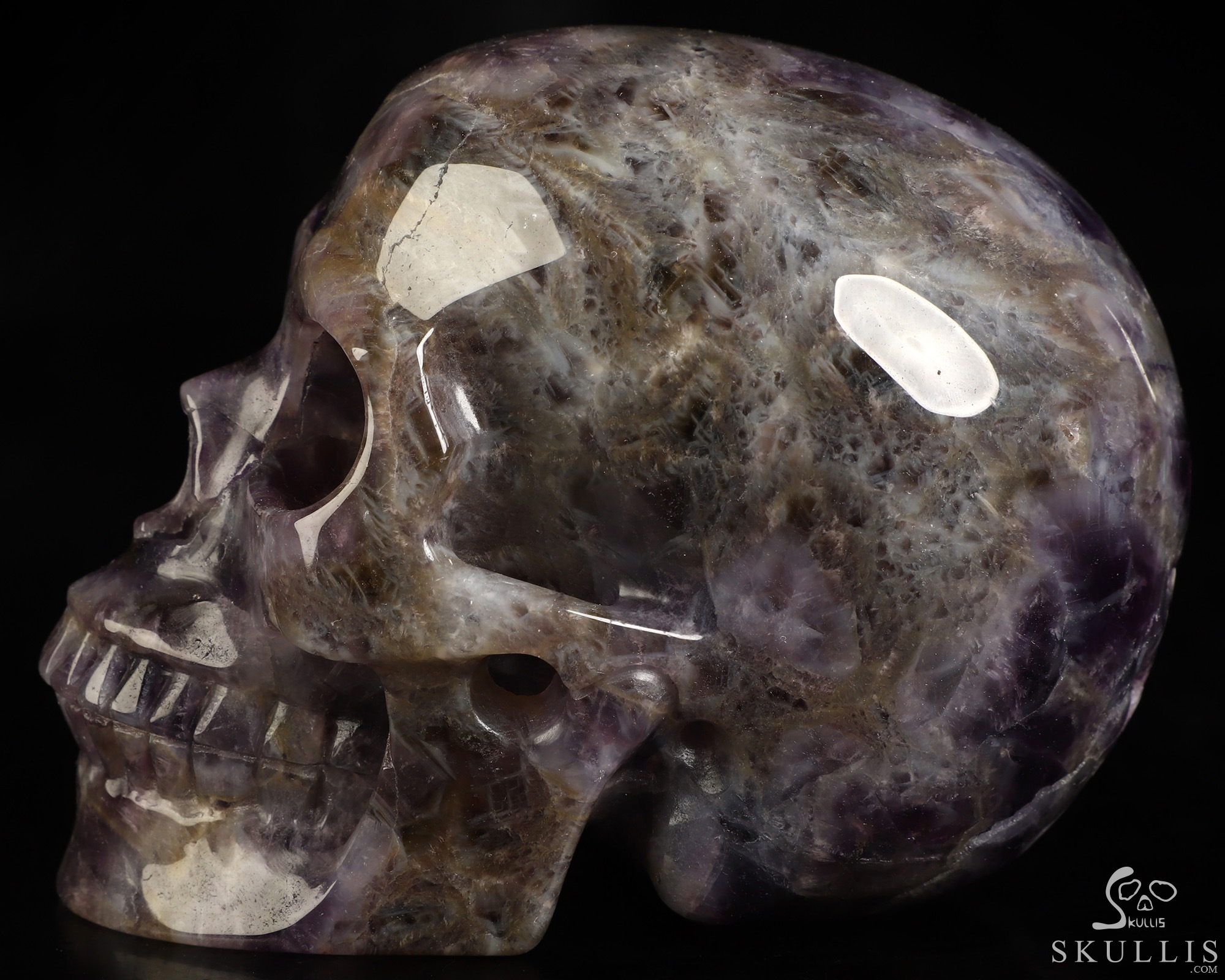 5.0" Dream Chevron Amethyst Hand Carved Crystal Skull, Realistic, Crystal Healing 5.0" Dream Chevron Amethyst Hand Carved Crystal Skull, Realistic, Crystal Healing