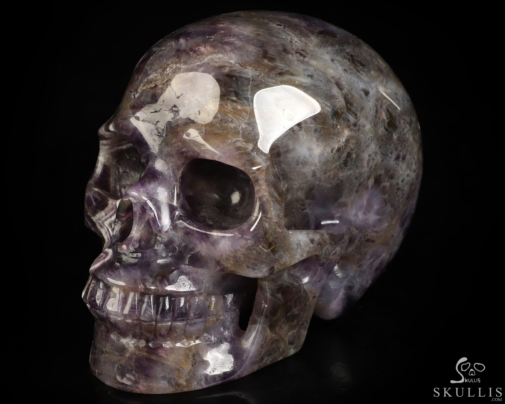 5.0" Dream Chevron Amethyst Hand Carved Crystal Skull, Realistic, Crystal Healing 5.0" Dream Chevron Amethyst Hand Carved Crystal Skull, Realistic, Crystal Healing