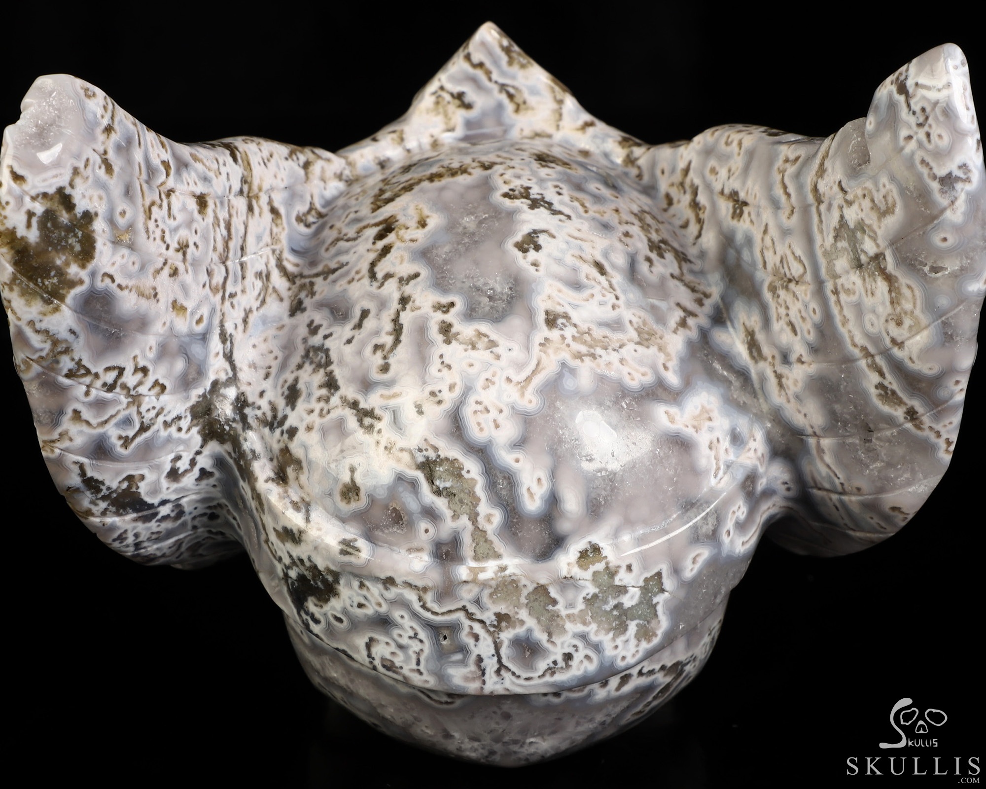 5.8" Green Moss Agate Hand Carved Guardian Crystal Skull Sculpture, Crystal Healing 5.8" Green Moss Agate Hand Carved Guardian Crystal Skull Sculpture, Crystal Healing