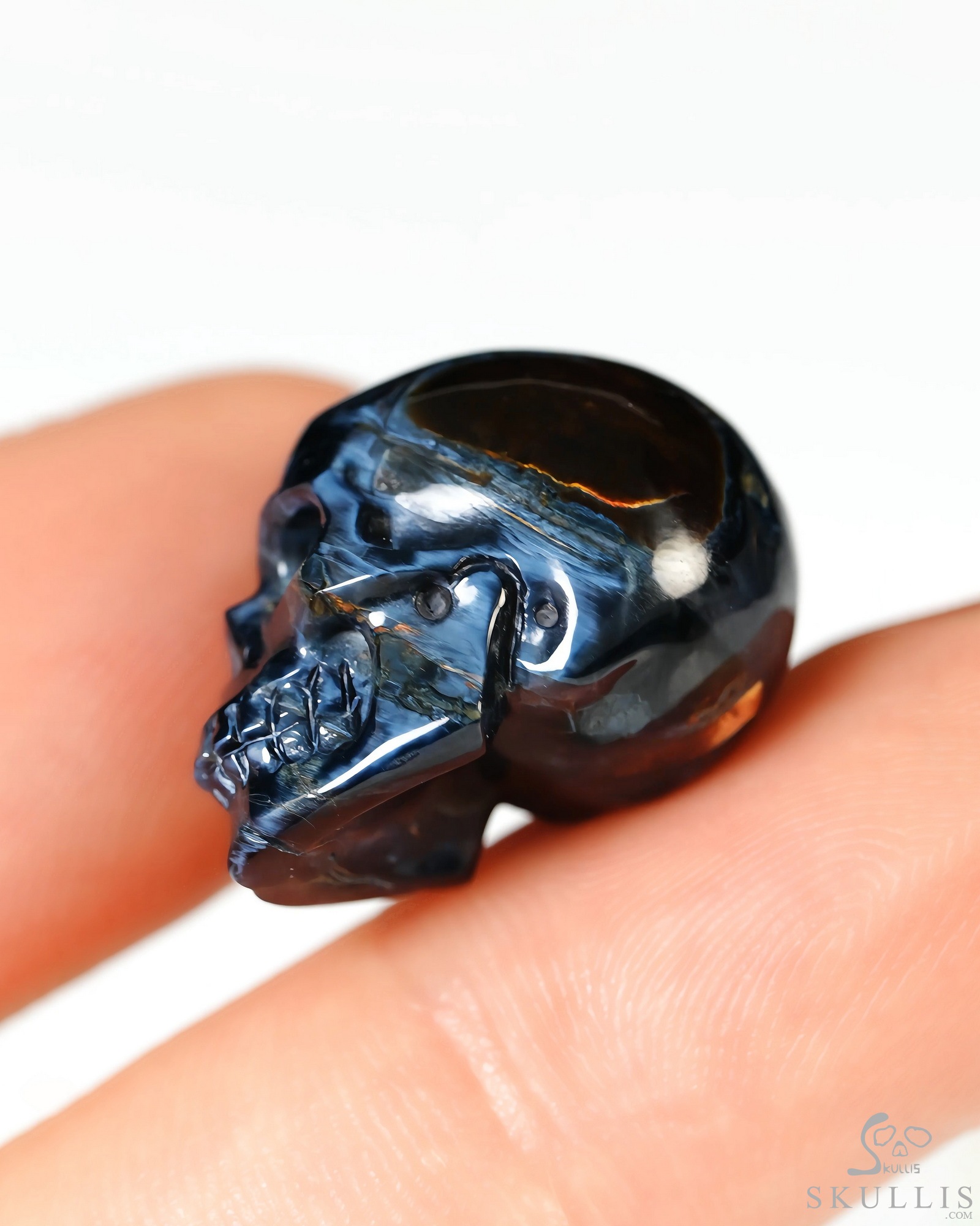 0.8" Pietersite Hand Carved Crystal Skull, Realistic, Crystal Healing 0.8" Pietersite Hand Carved Crystal Skull, Realistic, Crystal Healing