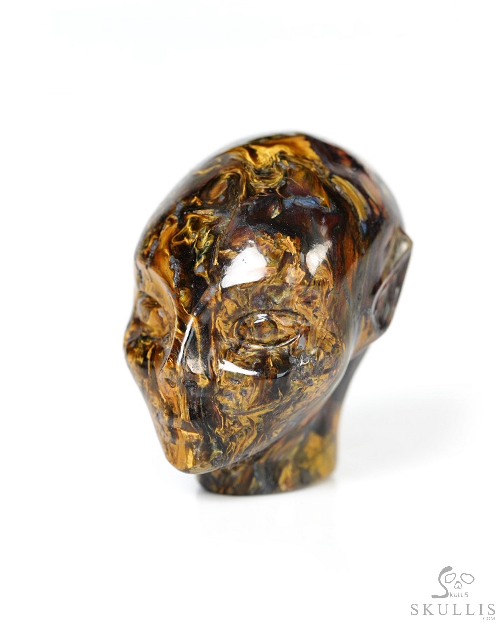1.1" Pietersite Hand Carved Fairy Elf Alien Crystal Skull Companion Sculpture, Crystal Healing 1.1" Pietersite Hand Carved Fairy Elf Alien Crystal Skull Companion Sculpture, Crystal Healing