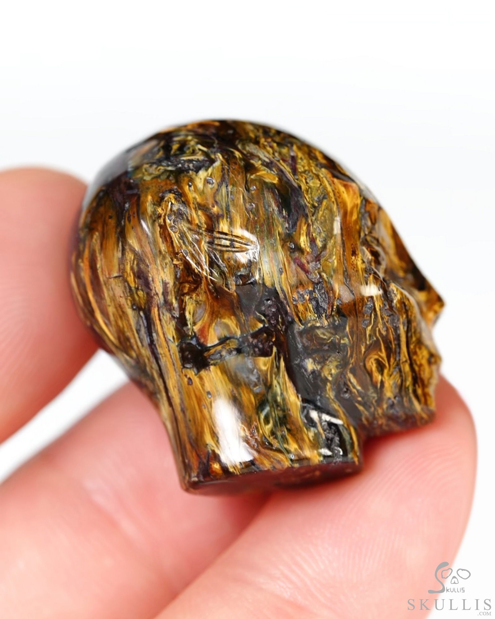 1.1" Pietersite Hand Carved Fairy Elf Alien Crystal Skull Companion Sculpture, Crystal Healing 1.1" Pietersite Hand Carved Fairy Elf Alien Crystal Skull Companion Sculpture, Crystal Healing