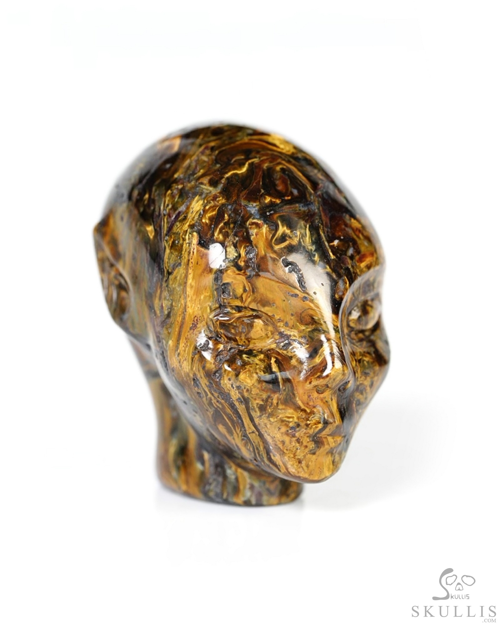 1.1" Pietersite Hand Carved Fairy Elf Alien Crystal Skull Companion Sculpture, Crystal Healing 1.1" Pietersite Hand Carved Fairy Elf Alien Crystal Skull Companion Sculpture, Crystal Healing