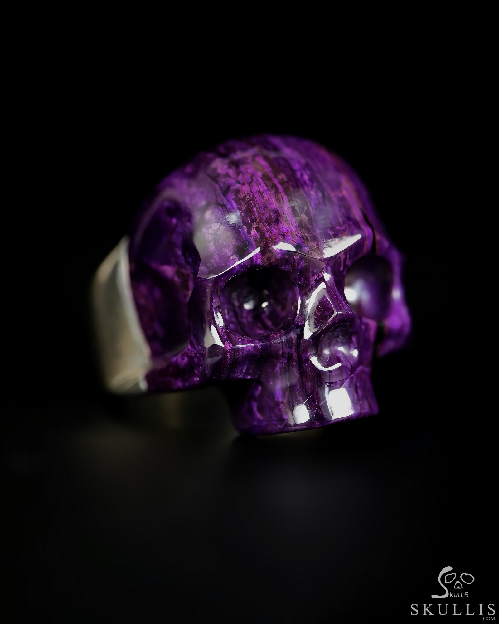 Skullis Signature Gemstone Sugilite Hand Carved Crystal Skull Ring, US size 10, Crystal Healing Skull Jewelry, for Women & Men Skullis Signature Gemstone Sugilite Hand Carved Crystal Skull Ring, US size 10, Crystal Healing Skull Jewelry, for Women & Men