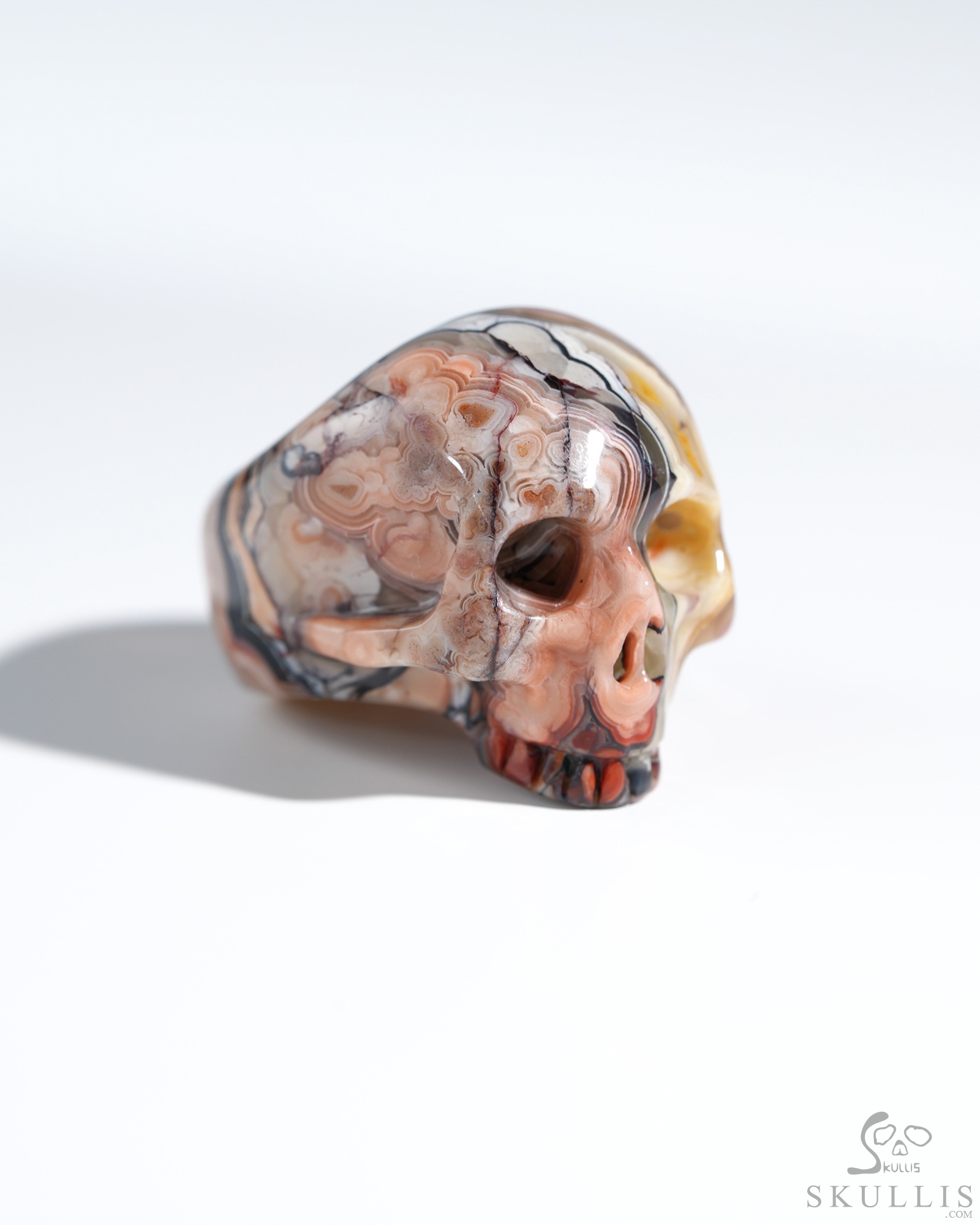 US Size 7# Gemstone Red Crazy Lace Agate Hand Carved Crystal Skull Ring, Skull Jewelry US Size 7# Gemstone Red Crazy Lace Agate Hand Carved Crystal Skull Ring, Skull Jewelry