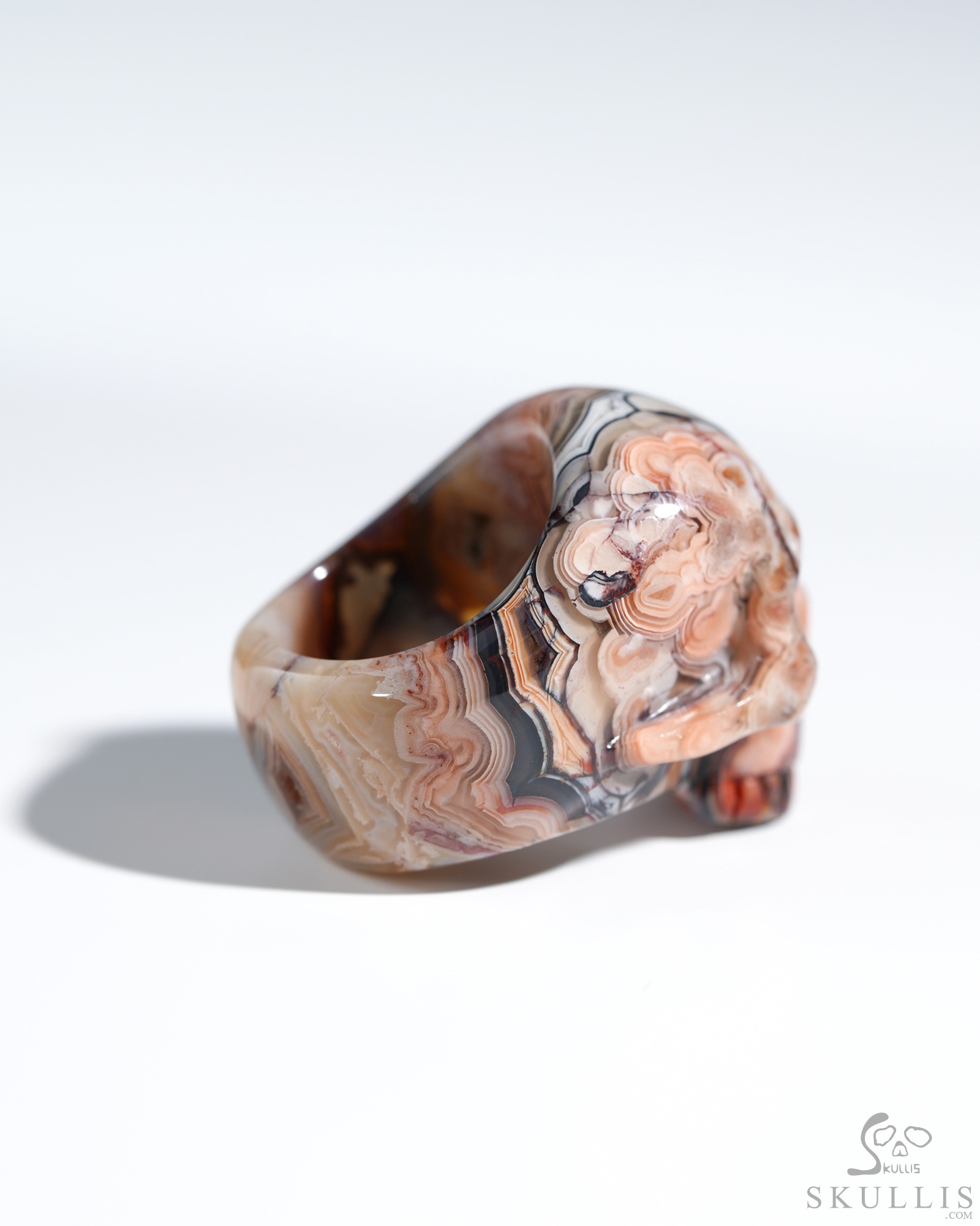 US Size 7# Gemstone Red Crazy Lace Agate Hand Carved Crystal Skull Ring, Skull Jewelry US Size 7# Gemstone Red Crazy Lace Agate Hand Carved Crystal Skull Ring, Skull Jewelry