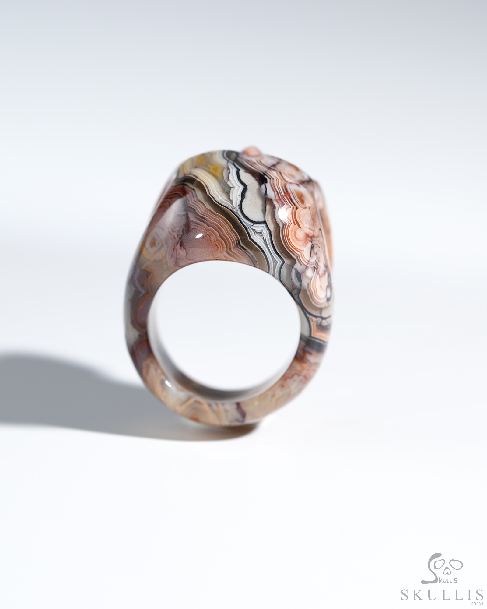 US Size 7# Gemstone Red Crazy Lace Agate Hand Carved Crystal Skull Ring, Skull Jewelry US Size 7# Gemstone Red Crazy Lace Agate Hand Carved Crystal Skull Ring, Skull Jewelry