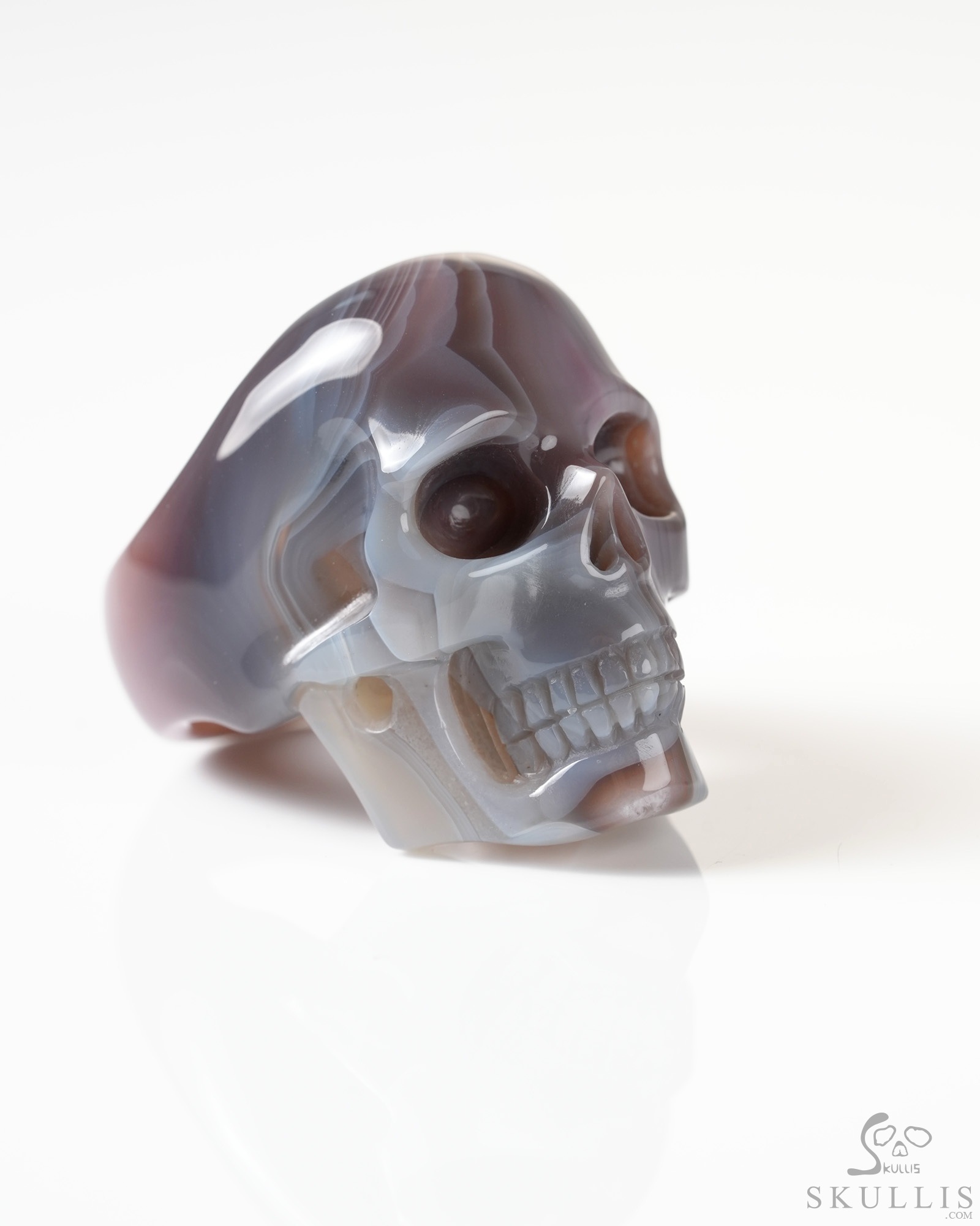 US Size 9# Gemstone Mozambique Agate Hand Carved Crystal Skull Ring, Skull Jewelry US Size 9# Gemstone Mozambique Agate Hand Carved Crystal Skull Ring, Skull Jewelry