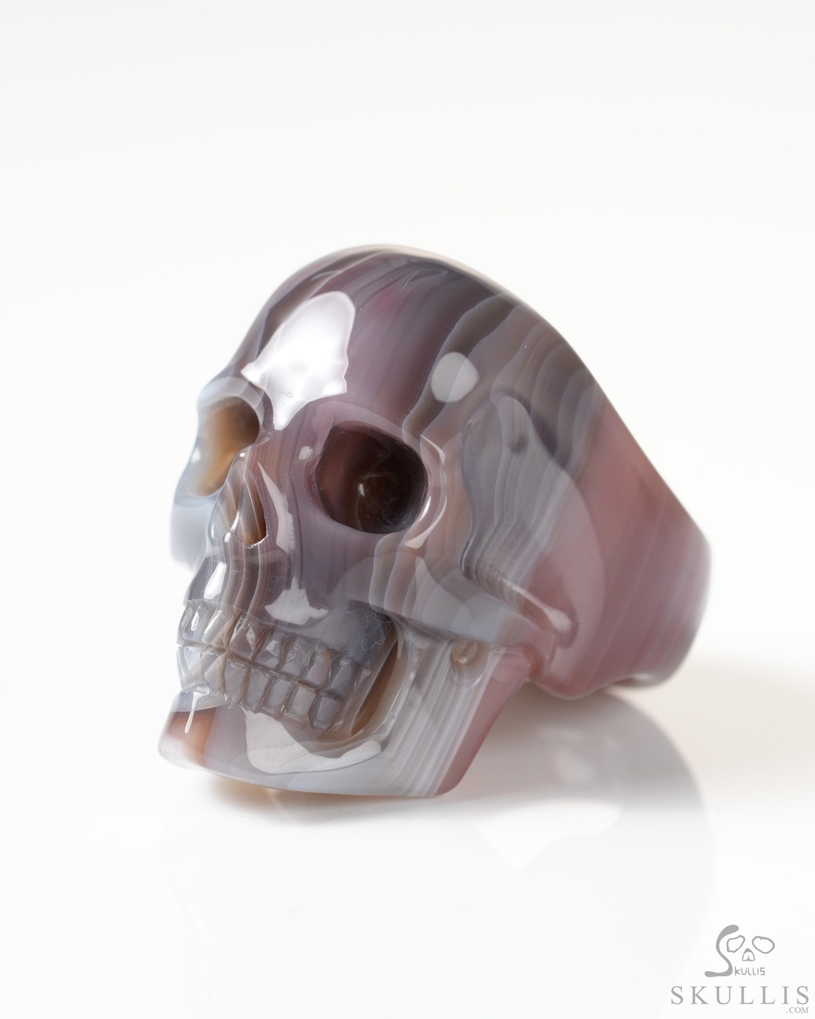 US Size 9# Gemstone Mozambique Agate Hand Carved Crystal Skull Ring, Skull Jewelry US Size 9# Gemstone Mozambique Agate Hand Carved Crystal Skull Ring, Skull Jewelry