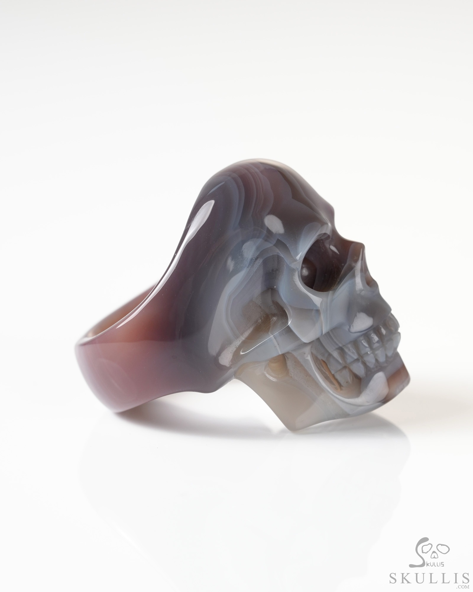 US Size 9# Gemstone Mozambique Agate Hand Carved Crystal Skull Ring, Skull Jewelry US Size 9# Gemstone Mozambique Agate Hand Carved Crystal Skull Ring, Skull Jewelry