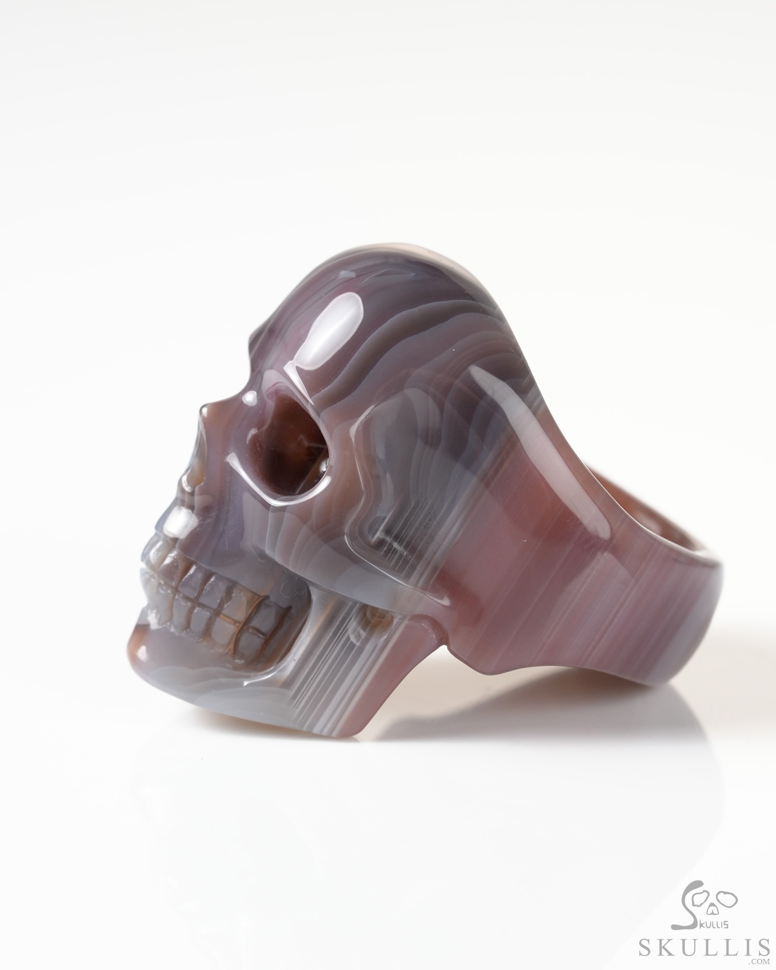 US Size 9# Gemstone Mozambique Agate Hand Carved Crystal Skull Ring, Skull Jewelry US Size 9# Gemstone Mozambique Agate Hand Carved Crystal Skull Ring, Skull Jewelry