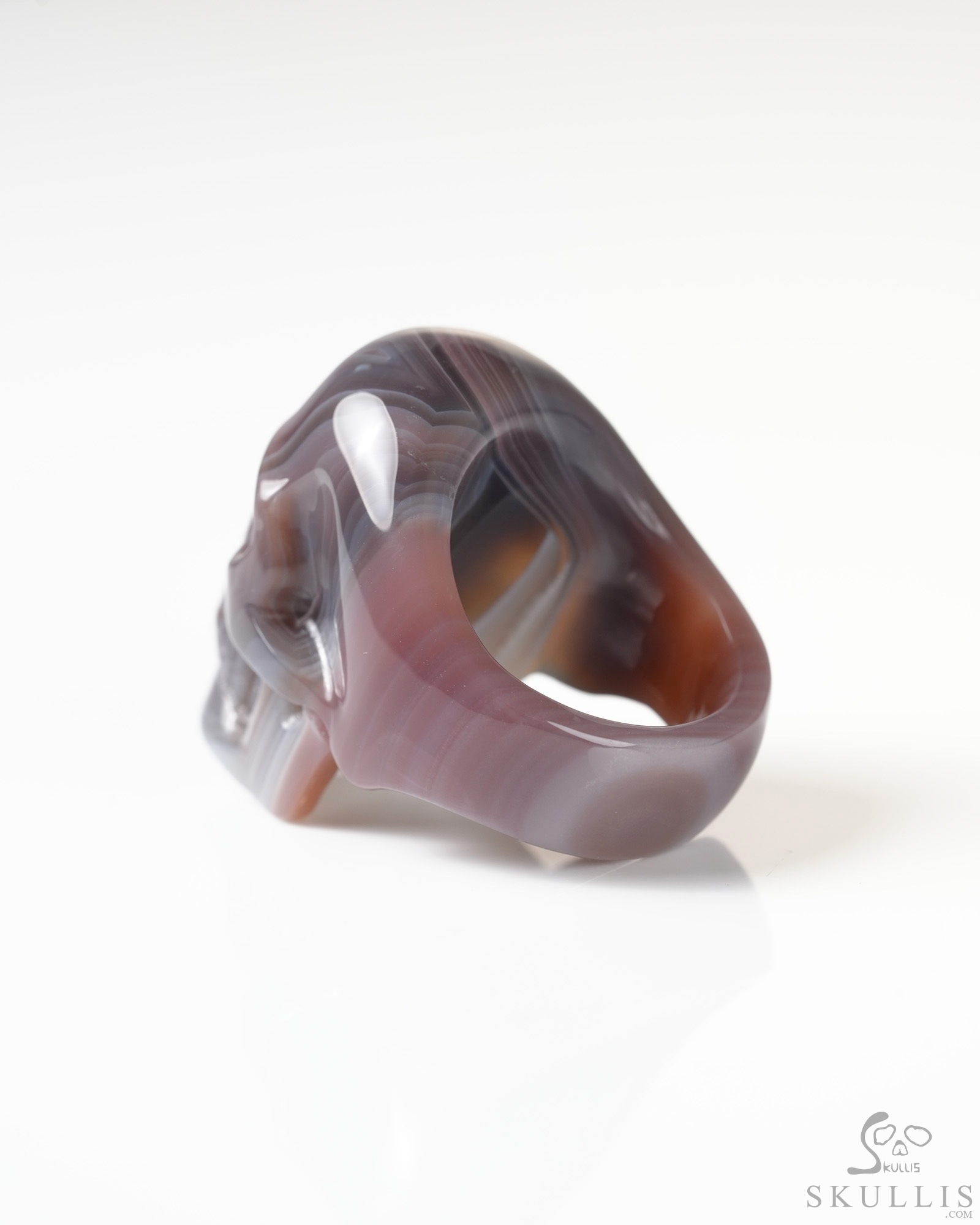 US Size 9# Gemstone Mozambique Agate Hand Carved Crystal Skull Ring, Skull Jewelry US Size 9# Gemstone Mozambique Agate Hand Carved Crystal Skull Ring, Skull Jewelry