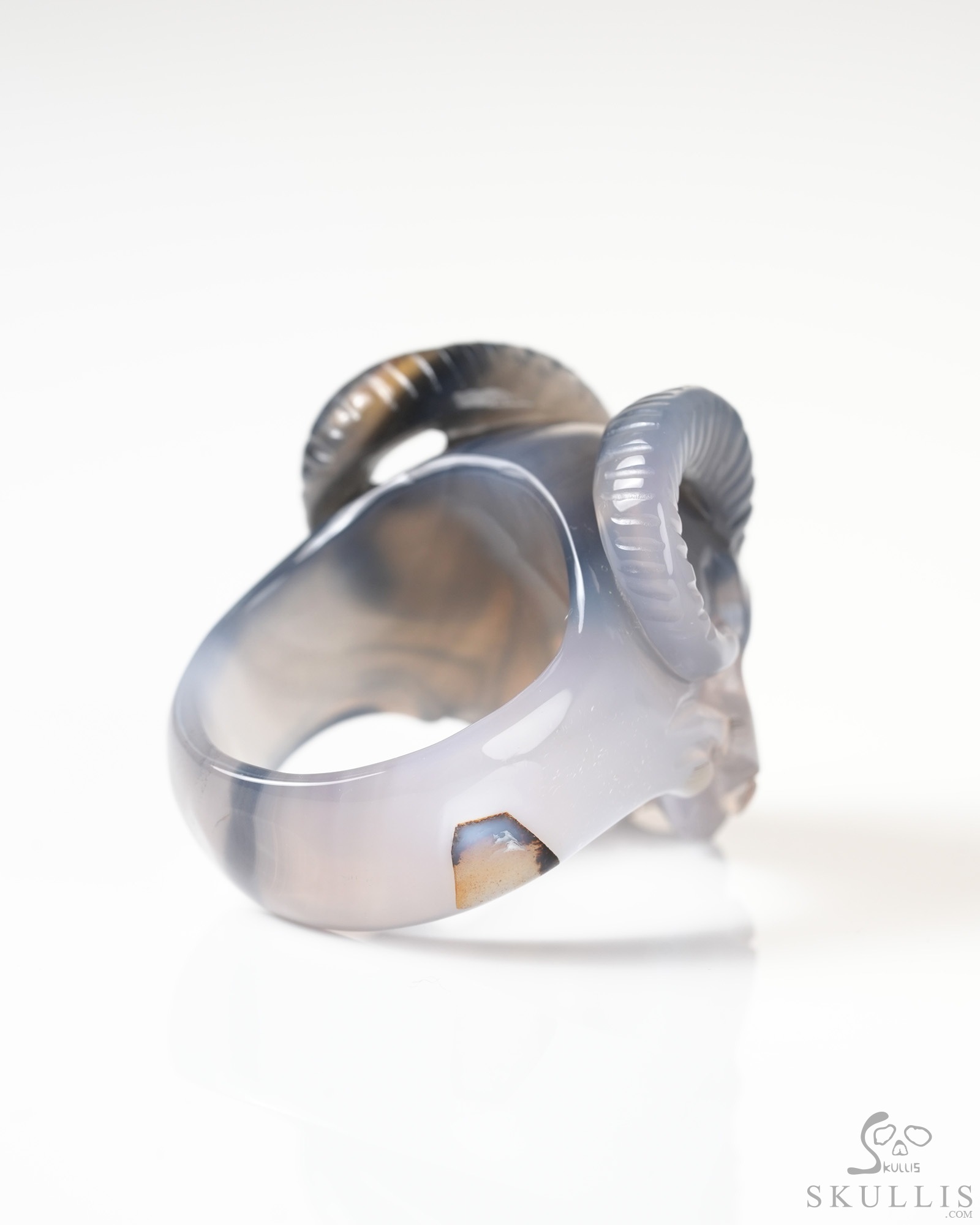 US Size 12# Agate Hand Carved Crystal Skull Ring, Skull Jewelry US Size 12# Agate Hand Carved Crystal Skull Ring, Skull Jewelry