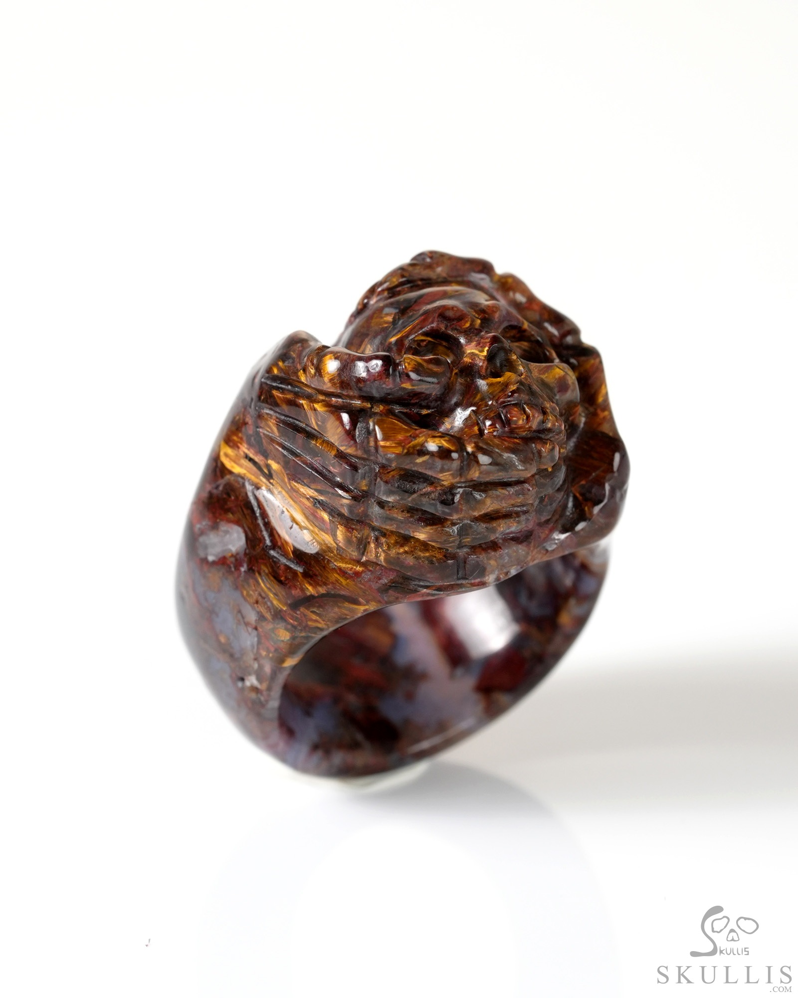 US Size 8# Pietersite Hand Carved Crystal Skull Ring, Skull Jewelry US Size 8# Pietersite Hand Carved Crystal Skull Ring, Skull Jewelry