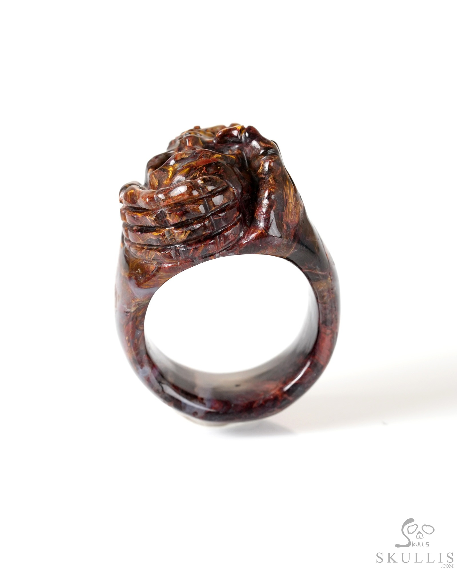 US Size 8# Pietersite Hand Carved Crystal Skull Ring, Skull Jewelry US Size 8# Pietersite Hand Carved Crystal Skull Ring, Skull Jewelry