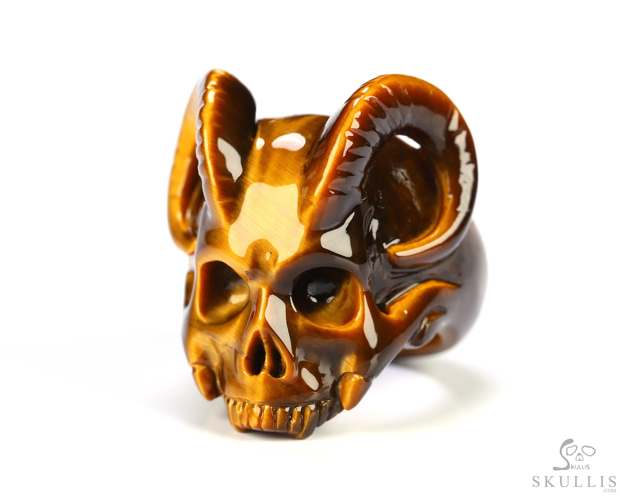 US Size 8# Gold Tiger's Eye Hand Carved Crystal Skull Ring, Skull Jewelry US Size 8# Gold Tiger's Eye Hand Carved Crystal Skull Ring, Skull Jewelry
