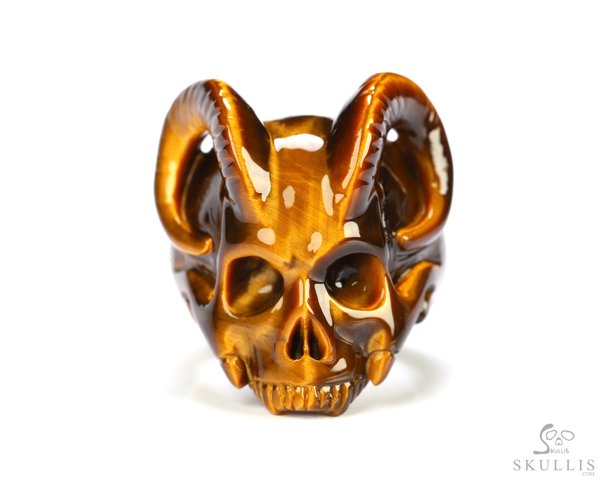 US Size 8# Gold Tiger's Eye Hand Carved Crystal Skull Ring, Skull Jewelry US Size 8# Gold Tiger's Eye Hand Carved Crystal Skull Ring, Skull Jewelry