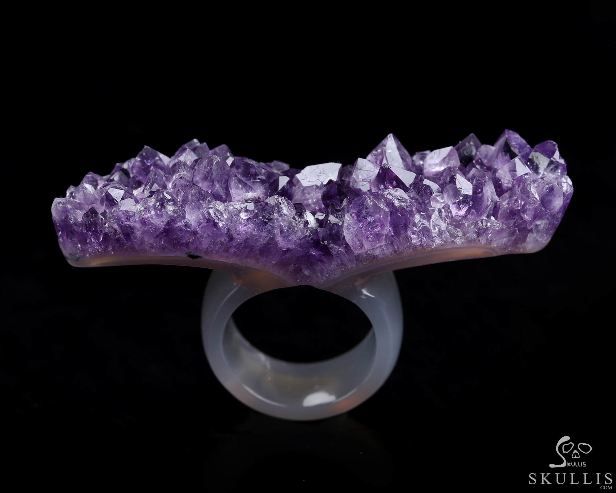 US Size 10# Gemstone Amethyst Hand Carved Crystal Ring, Skull Jewelry US Size 10# Gemstone Amethyst Hand Carved Crystal Ring, Skull Jewelry