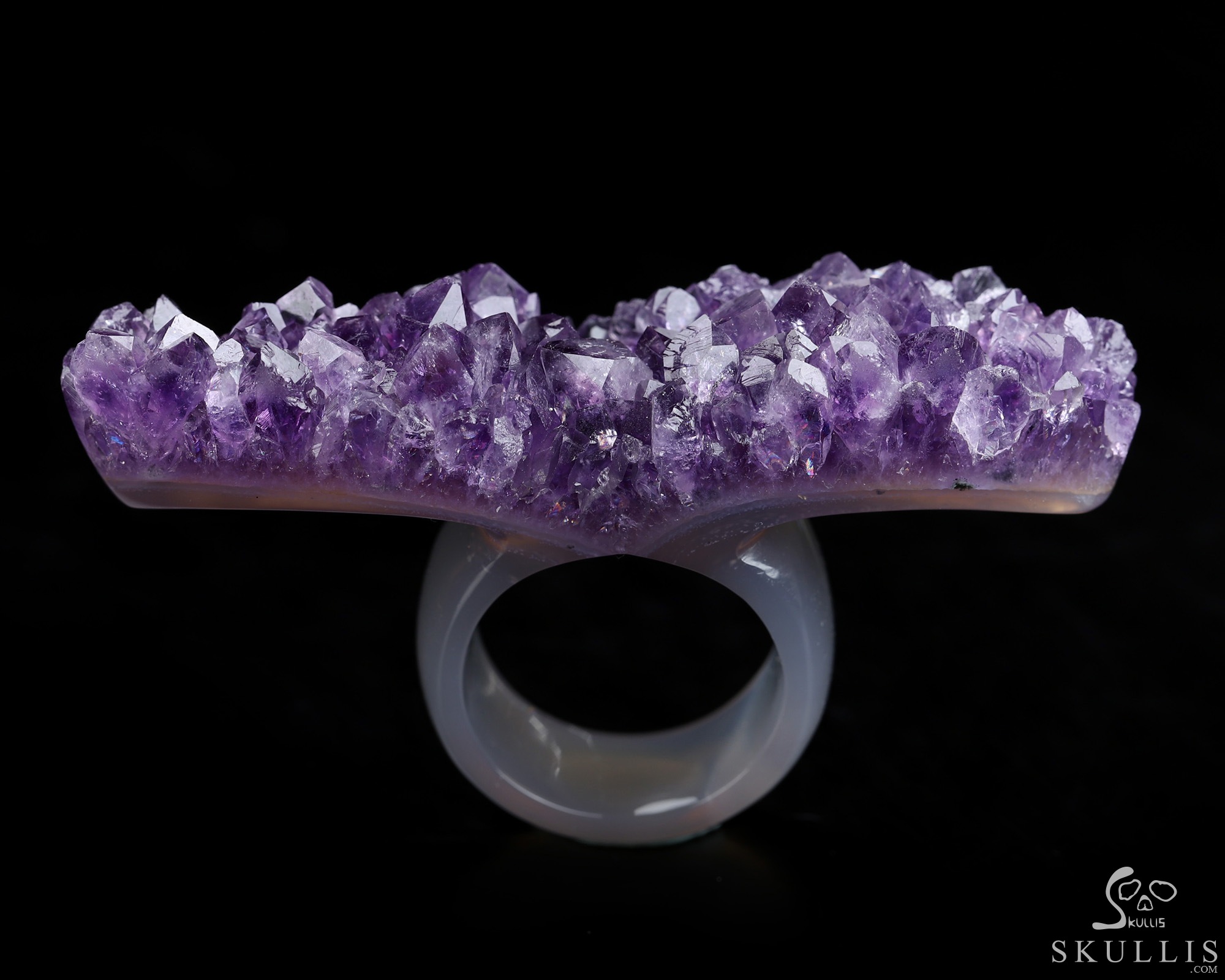 US Size 10# Gemstone Amethyst Hand Carved Crystal Ring, Skull Jewelry US Size 10# Gemstone Amethyst Hand Carved Crystal Ring, Skull Jewelry