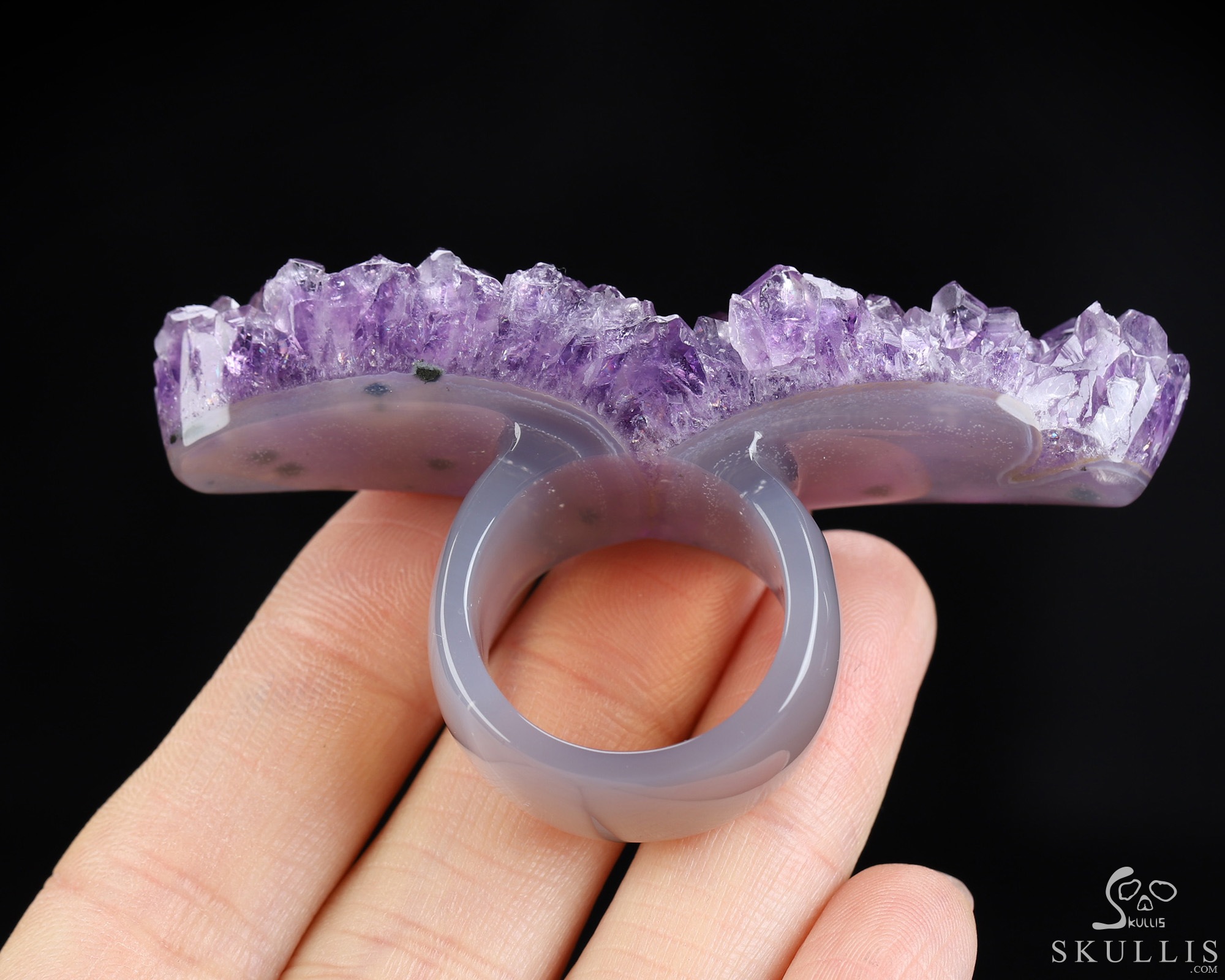 US Size 10# Gemstone Amethyst Hand Carved Crystal Ring, Skull Jewelry US Size 10# Gemstone Amethyst Hand Carved Crystal Ring, Skull Jewelry