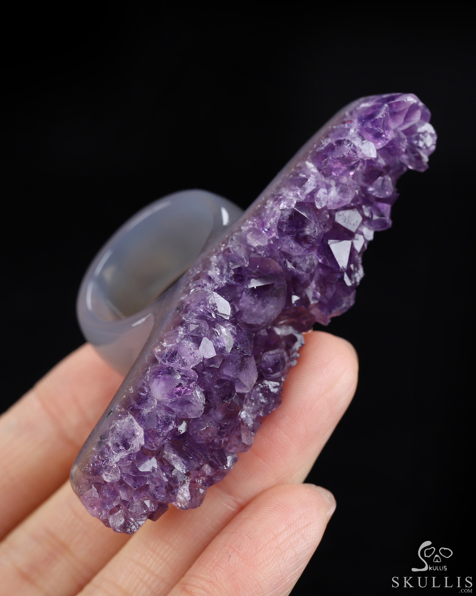 US Size 10# Gemstone Amethyst Hand Carved Crystal Ring, Skull Jewelry US Size 10# Gemstone Amethyst Hand Carved Crystal Ring, Skull Jewelry