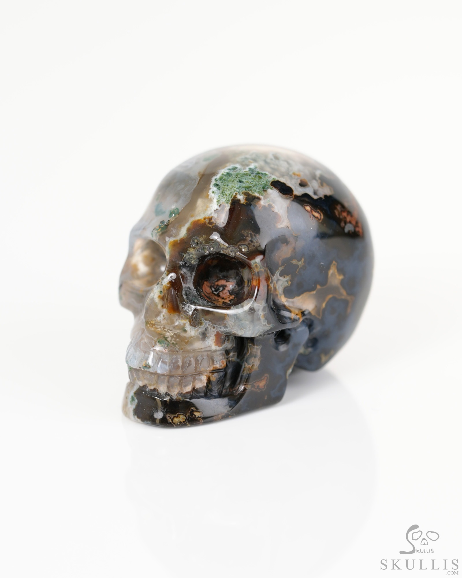1.3" Green Moss Agate Hand Carved Crystal Skull, Realistic, Crystal Healing 1.3" Green Moss Agate Hand Carved Crystal Skull, Realistic, Crystal Healing