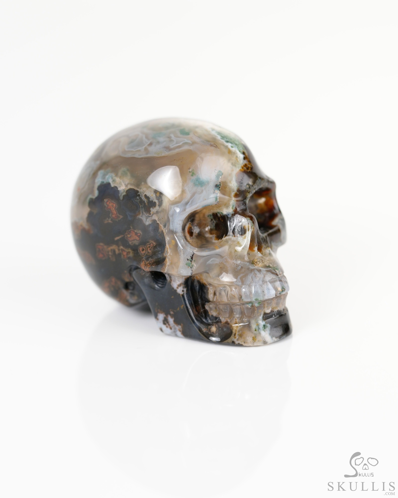 1.3" Green Moss Agate Hand Carved Crystal Skull, Realistic, Crystal Healing 1.3" Green Moss Agate Hand Carved Crystal Skull, Realistic, Crystal Healing