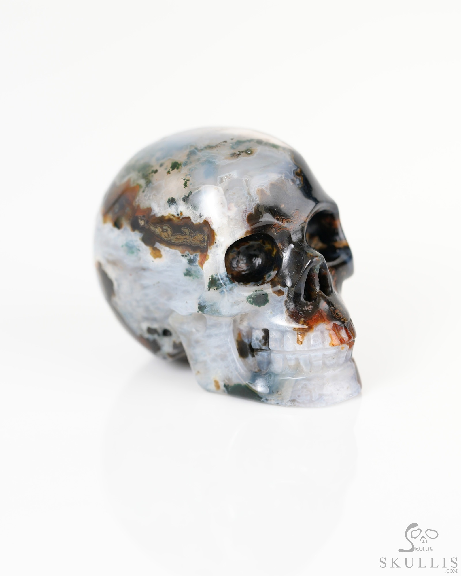 1.5" Green Moss Agate Hand Carved Crystal Skull, Realistic, Crystal Healing 1.5" Green Moss Agate Hand Carved Crystal Skull, Realistic, Crystal Healing