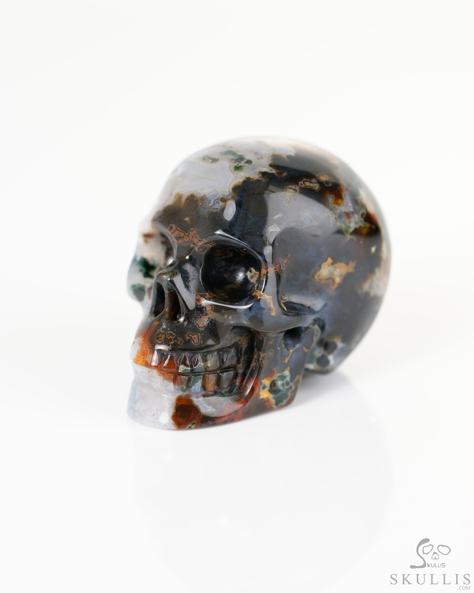 1.5" Green Moss Agate Hand Carved Crystal Skull, Realistic, Crystal Healing 1.5" Green Moss Agate Hand Carved Crystal Skull, Realistic, Crystal Healing
