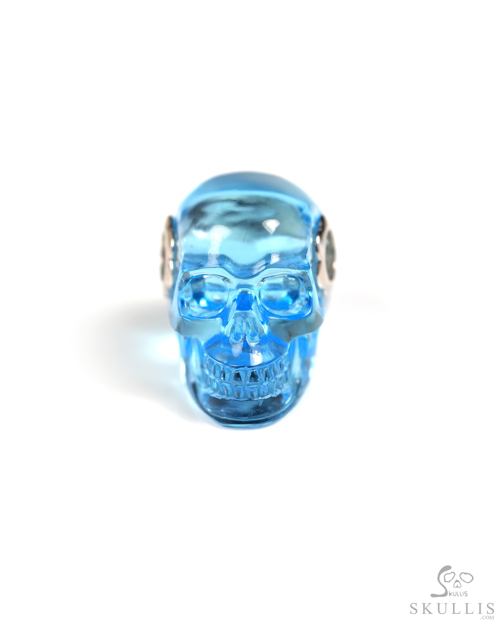Necklace of 0.7" Sky Blue Topaz Hand Carved Crystal Skull Pendant, Skull Jewelry Necklace of 0.7" Sky Blue Topaz Hand Carved Crystal Skull Pendant, Skull Jewelry