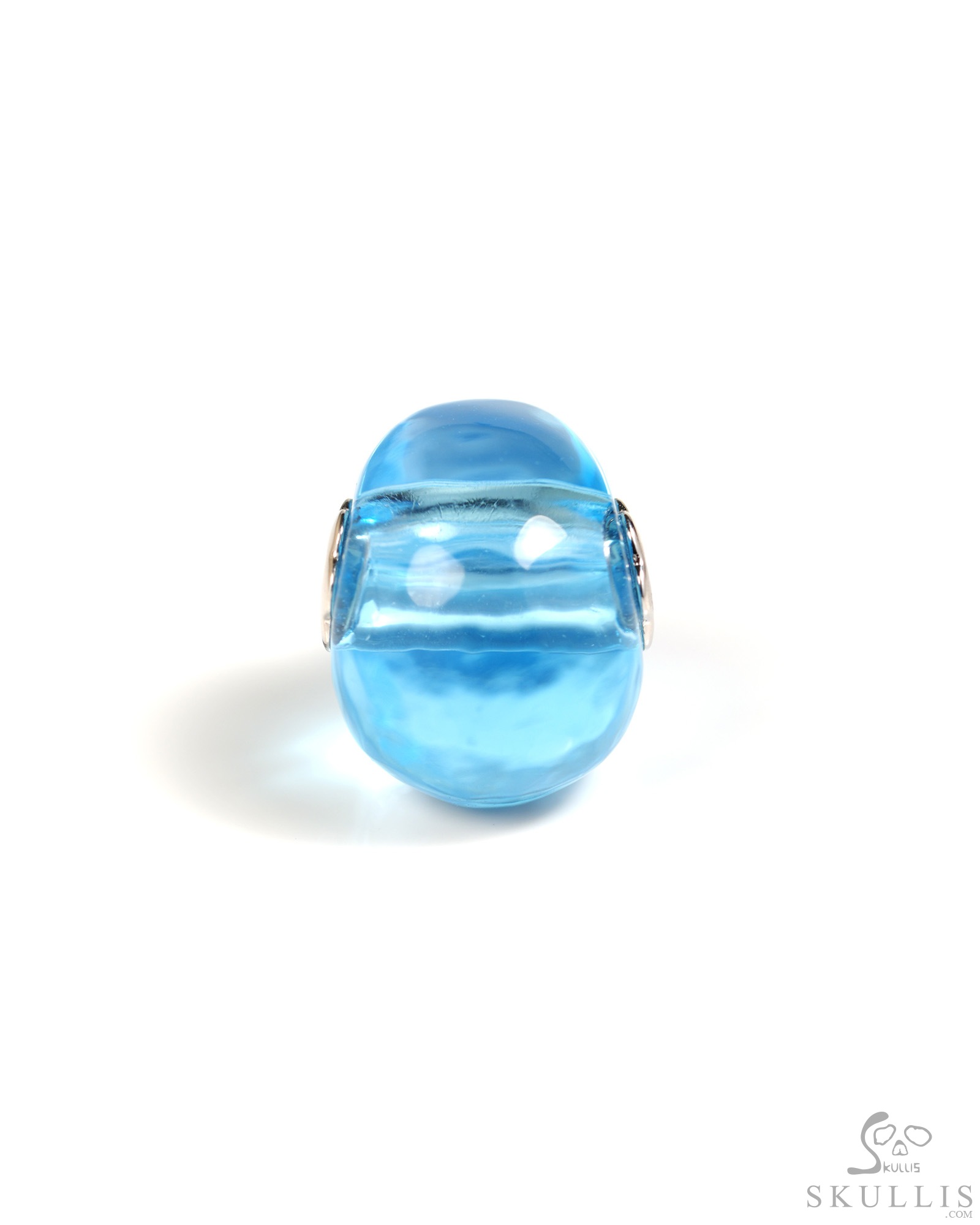 Necklace of 0.7" Sky Blue Topaz Hand Carved Crystal Skull Pendant, Skull Jewelry Necklace of 0.7" Sky Blue Topaz Hand Carved Crystal Skull Pendant, Skull Jewelry