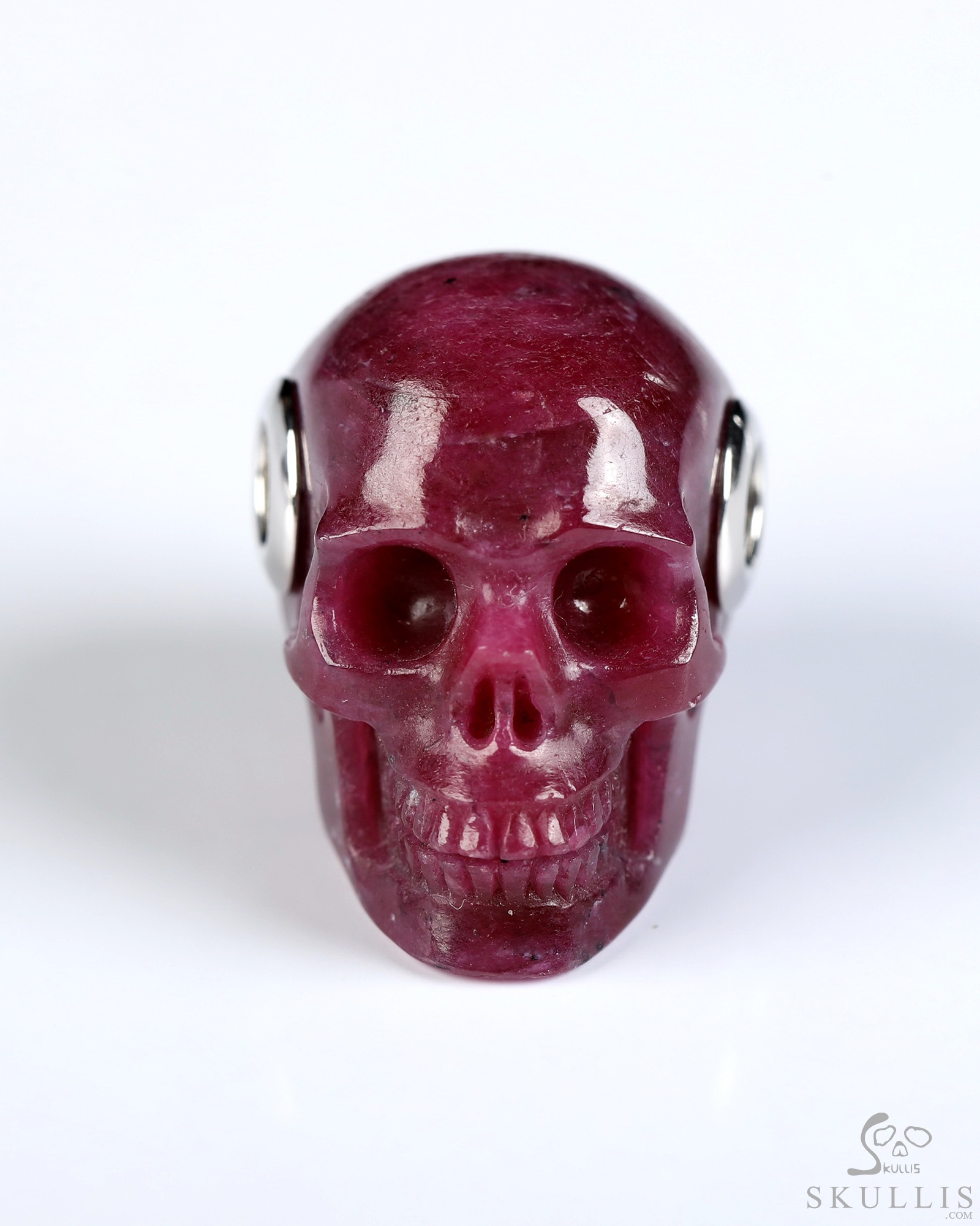 Necklace of 0.9" Ruby Hand Carved Crystal Skull Pendant, Skull Jewelry Necklace of 0.9" Ruby Hand Carved Crystal Skull Pendant, Skull Jewelry