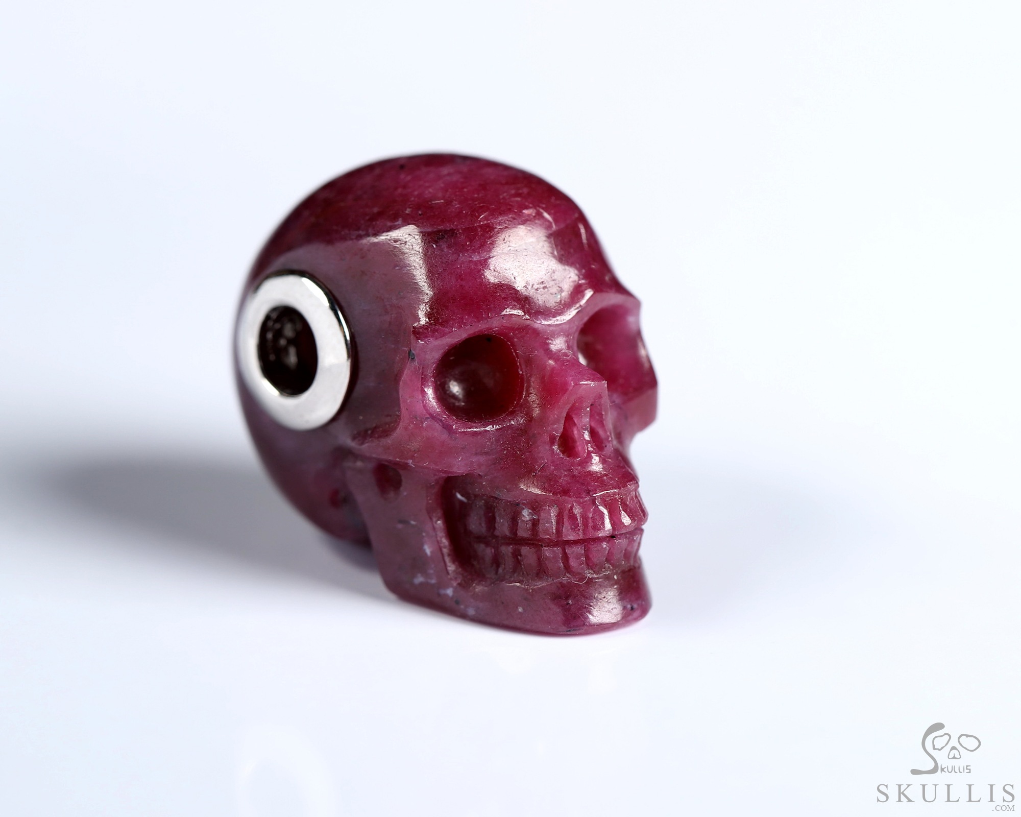 Necklace of 0.9" Ruby Hand Carved Crystal Skull Pendant, Skull Jewelry Necklace of 0.9" Ruby Hand Carved Crystal Skull Pendant, Skull Jewelry