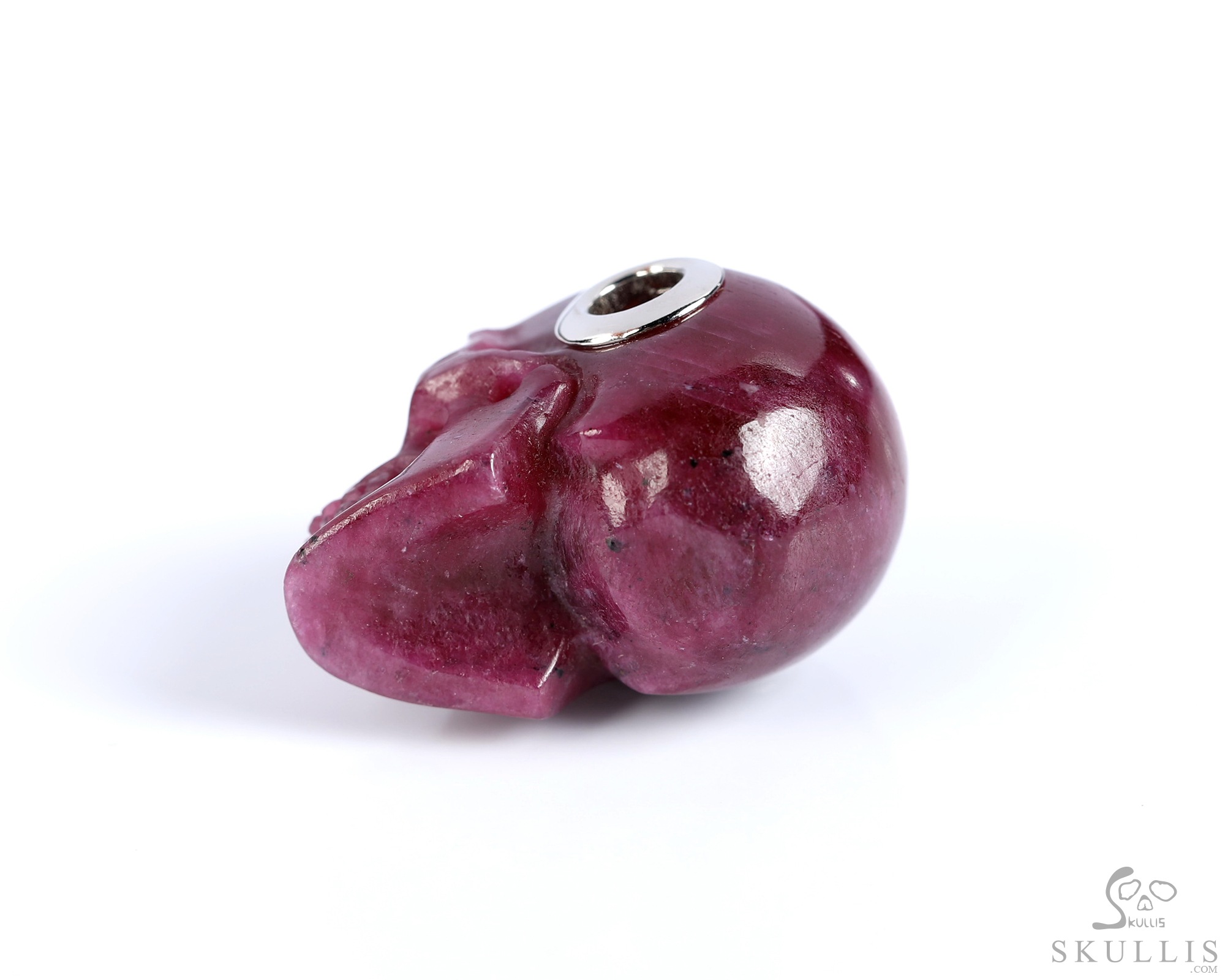 Necklace of 0.9" Ruby Hand Carved Crystal Skull Pendant, Skull Jewelry Necklace of 0.9" Ruby Hand Carved Crystal Skull Pendant, Skull Jewelry