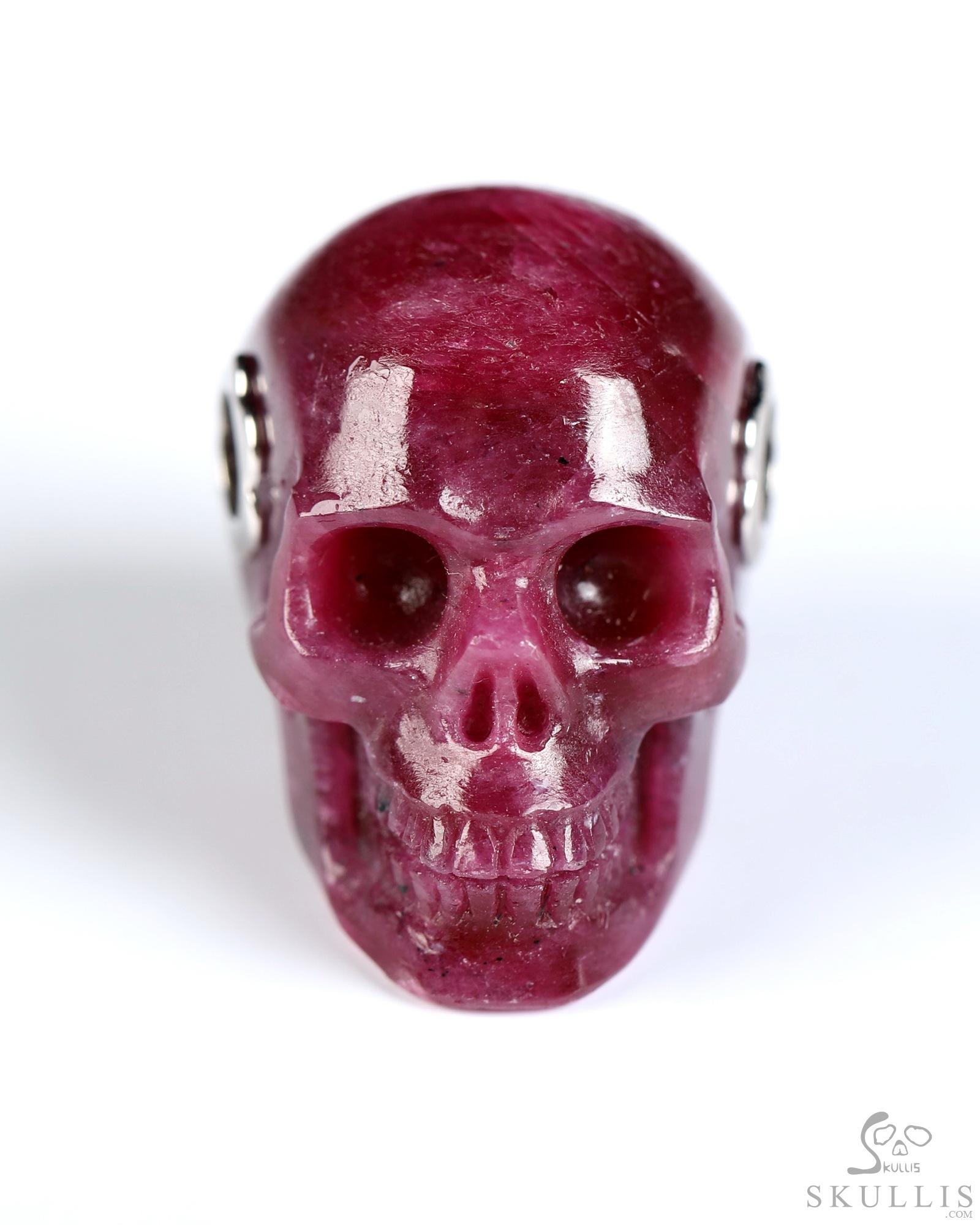 Necklace of 0.9" Ruby Hand Carved Crystal Skull Pendant, Skull Jewelry Necklace of 0.9" Ruby Hand Carved Crystal Skull Pendant, Skull Jewelry