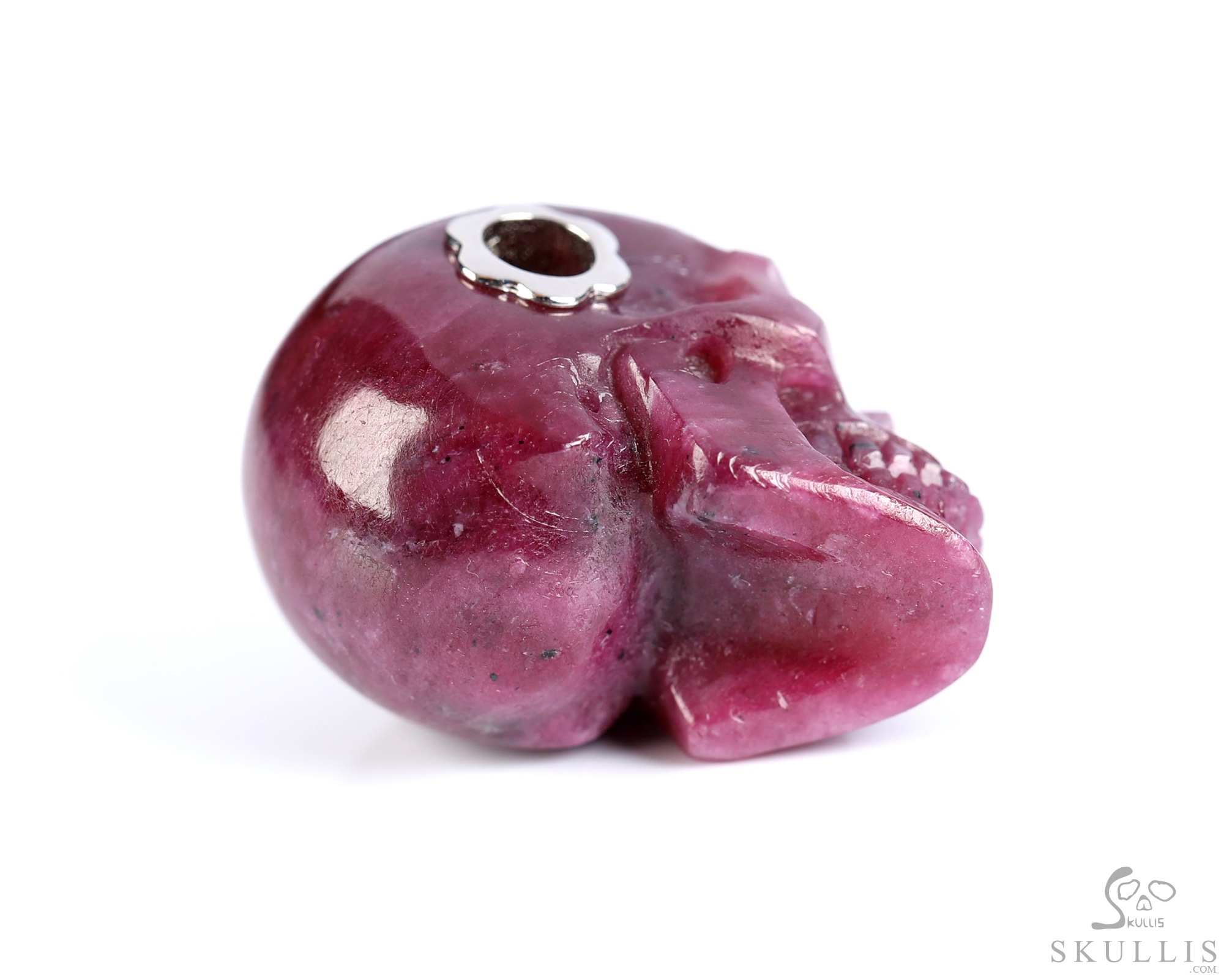 Necklace of 0.9" Ruby Hand Carved Crystal Skull Pendant, Skull Jewelry Necklace of 0.9" Ruby Hand Carved Crystal Skull Pendant, Skull Jewelry