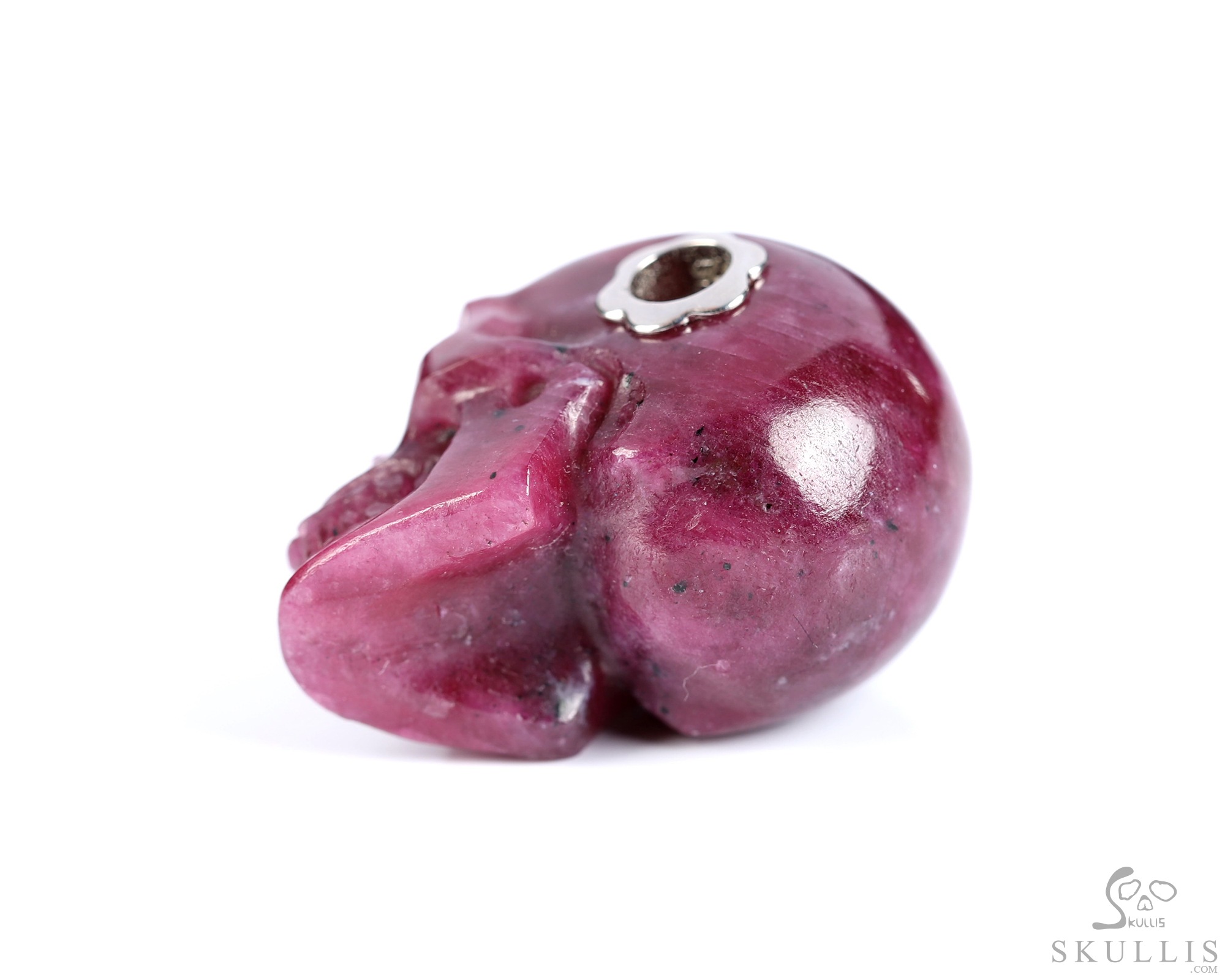 Necklace of 0.9" Ruby Hand Carved Crystal Skull Pendant, Skull Jewelry Necklace of 0.9" Ruby Hand Carved Crystal Skull Pendant, Skull Jewelry