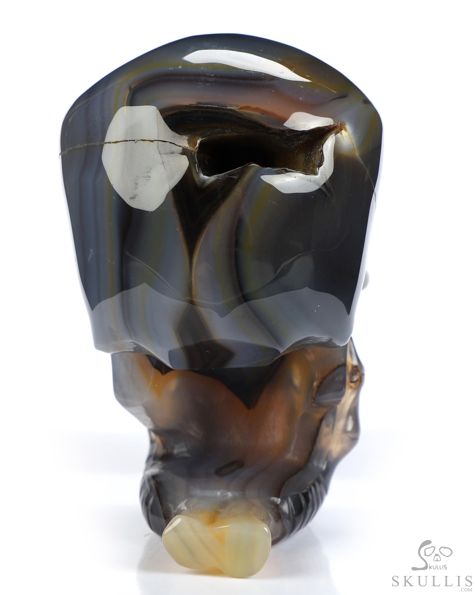 The Thinker---4.1" Premium Brazilian Agate Hand Carved Crystal Skull & Skeletal Hand Sculpture, Crystal Healing The Thinker---4.1" Premium Brazilian Agate Hand Carved Crystal Skull & Skeletal Hand Sculpture, Crystal Healing