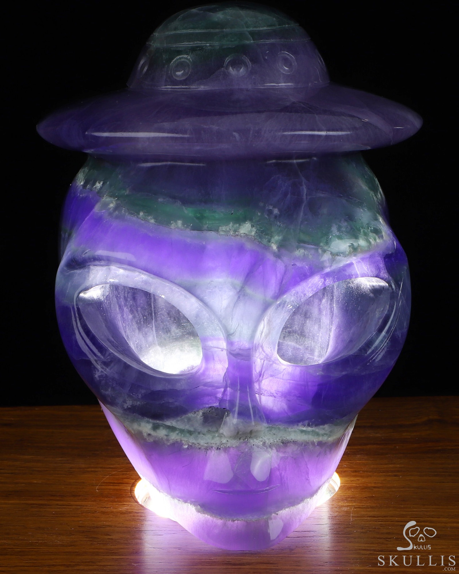 4.7" Fluorite Star Being Hollow Female Alien Crystal Skull Companion Lamp/Light with Led Stand, Hand Carved Gemstone Fine Art Sculpture, Reiki Healing Stone Statue 4.7" Fluorite Star Being Hollow Female Alien Crystal Skull Companion Lamp/Light with Led Stand, Hand Carved Gemstone Fine Art Sculpture, Reiki Healing Stone Statue